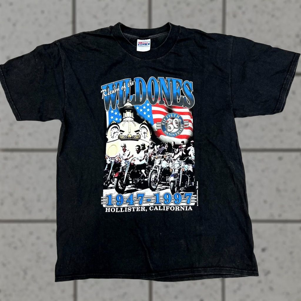 Hanes Vintage Hanes Biker Shirt Men's XL Black 1990s Graphic Tee Size L Size US L / EU 52-54 / 3 - 1 Thumbnail