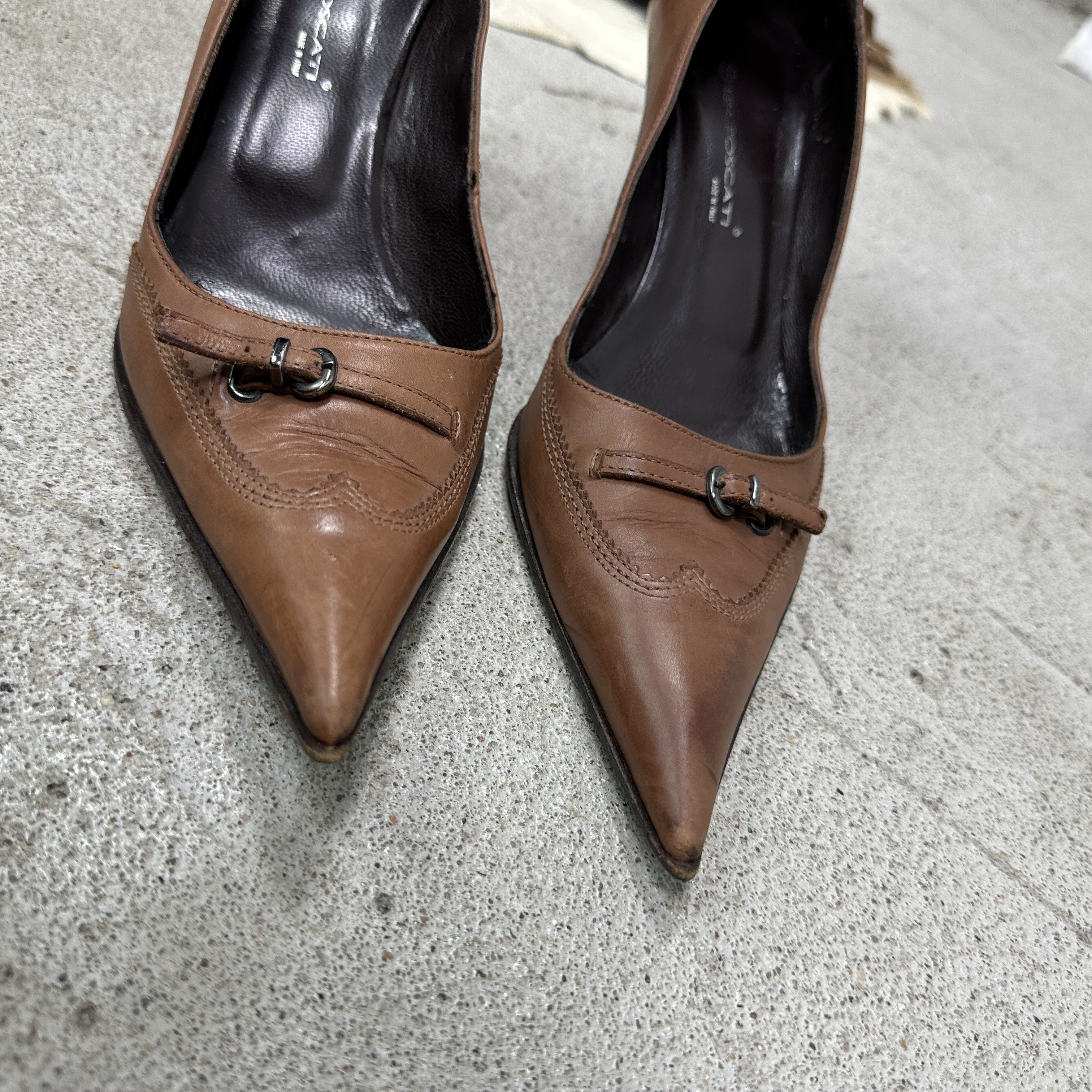 Vintage Vintage Avant Garde Leather Pointy Heels Made in Italy 00s Size US 10 / IT 40 - 7 Thumbnail