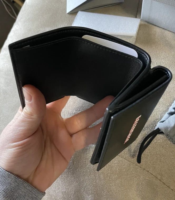 Balenciaga Balenciaga DOUBLE LOGO PRINT LEATHER MINI WALLET Black Size ONE SIZE - 4 Thumbnail