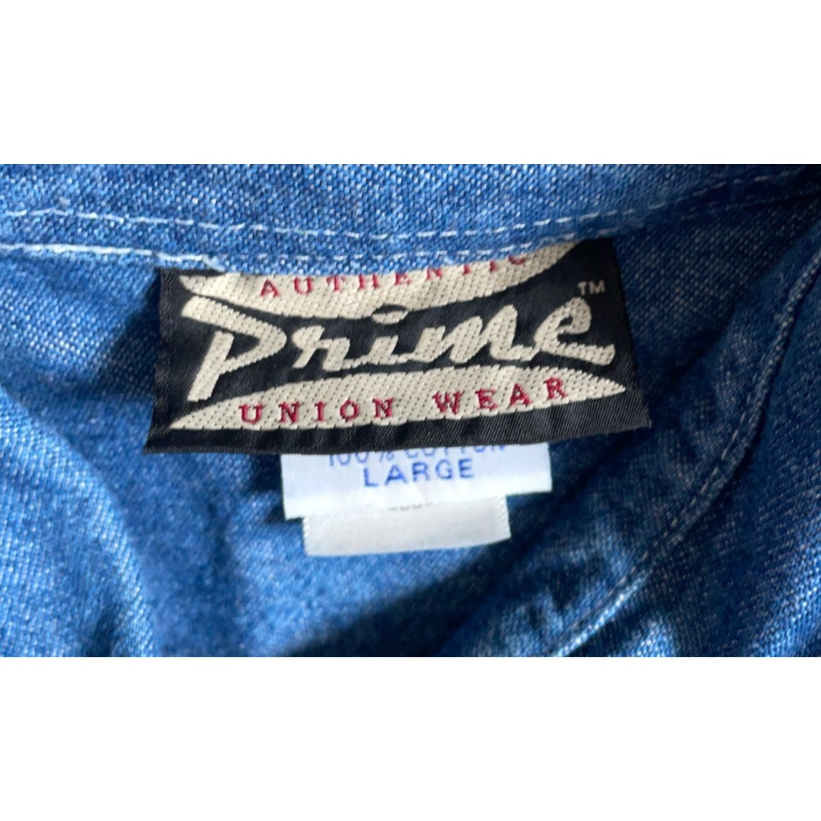 Vintage VINTAGE Heavyweight Embossed Denim Shirt Blue 100% Cotton Prime Union Wear Button-Up Size US L / EU 52-54 / 3 - 3 Thumbnail