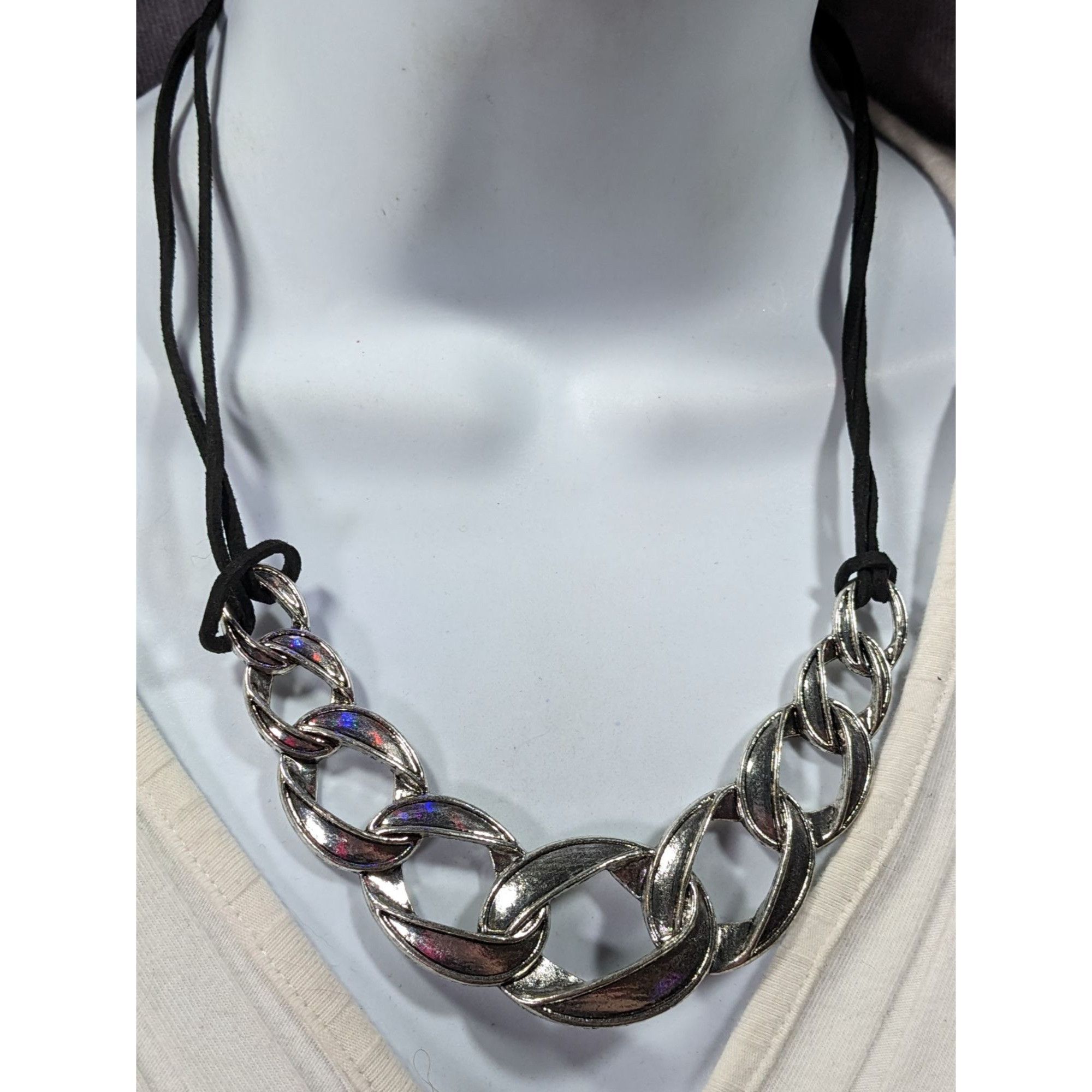 Other Streetwear Glam Chunky Faux Chain Necklace With Faux Suede C Size ONE SIZE - 6 Thumbnail