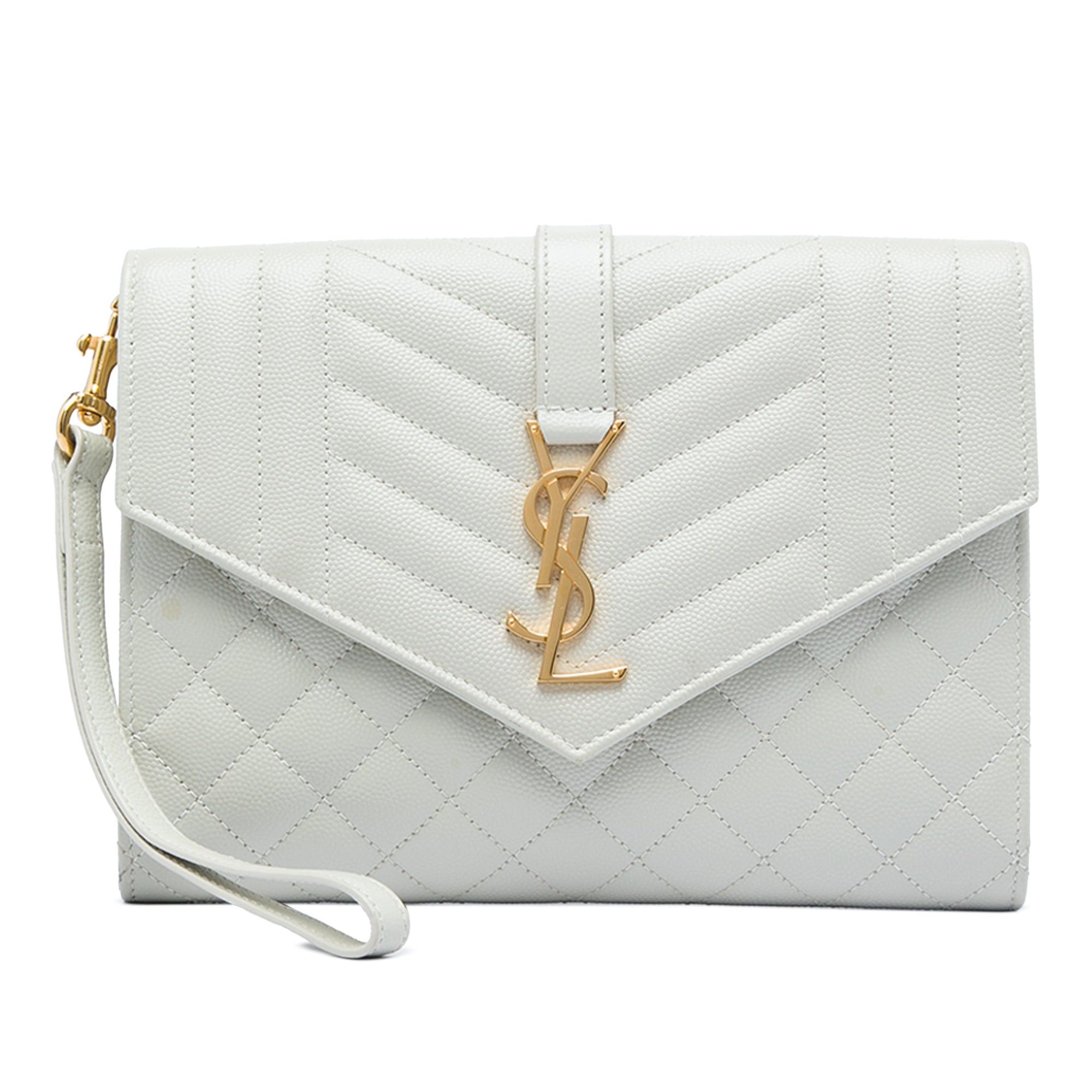 Saint Laurent Paris Grain De Poudre Triquilt Monogram Envelope Clutch Size ONE SIZE - 1 Thumbnail