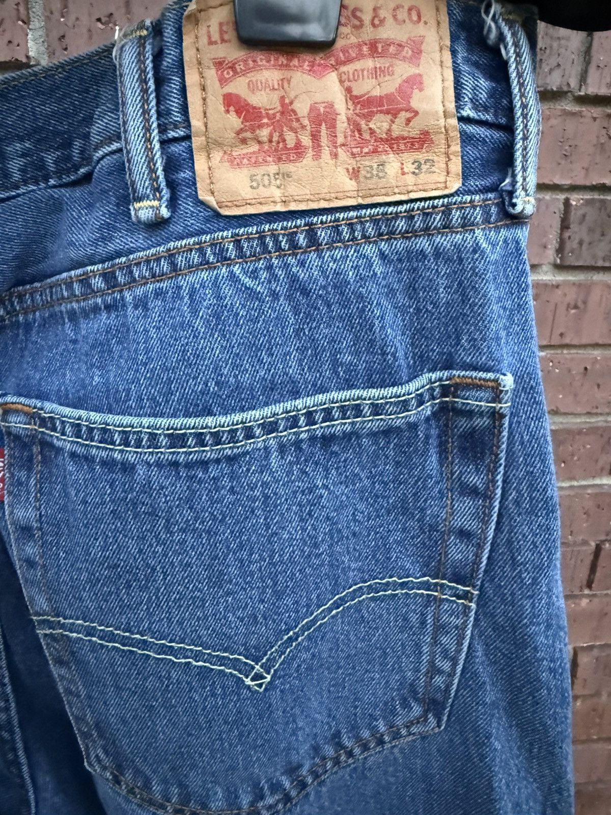 Levi's Levis 505 Denim Blue Jeans Mens Size 38 X 32 Straight Leg Size US 38 / EU 54 - 3 Thumbnail
