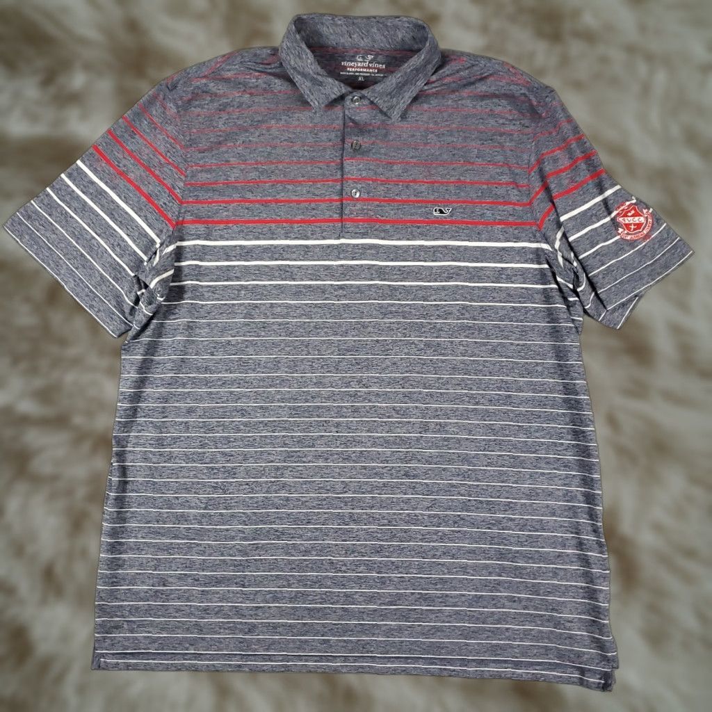 Vineyard Vines VINEYARD VINES Polo Shirt Mens XL BlueStripe Performance Fort Lauderdale Golf Shirt Size US XL / EU 56 / 4 - 1 Thumbnail