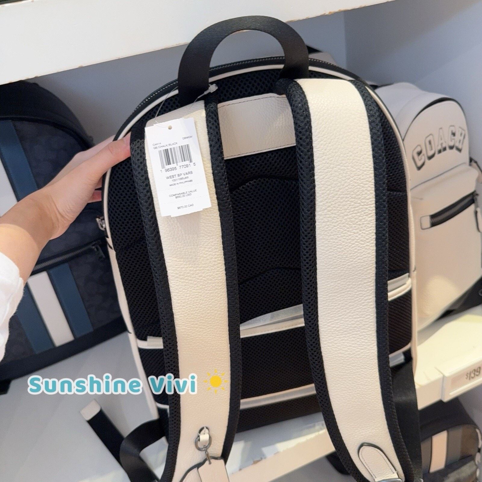 Coach NWT Coach West Backpack Varsity Motif CAK14 Chalk/Black Size ONE SIZE - 4 Thumbnail