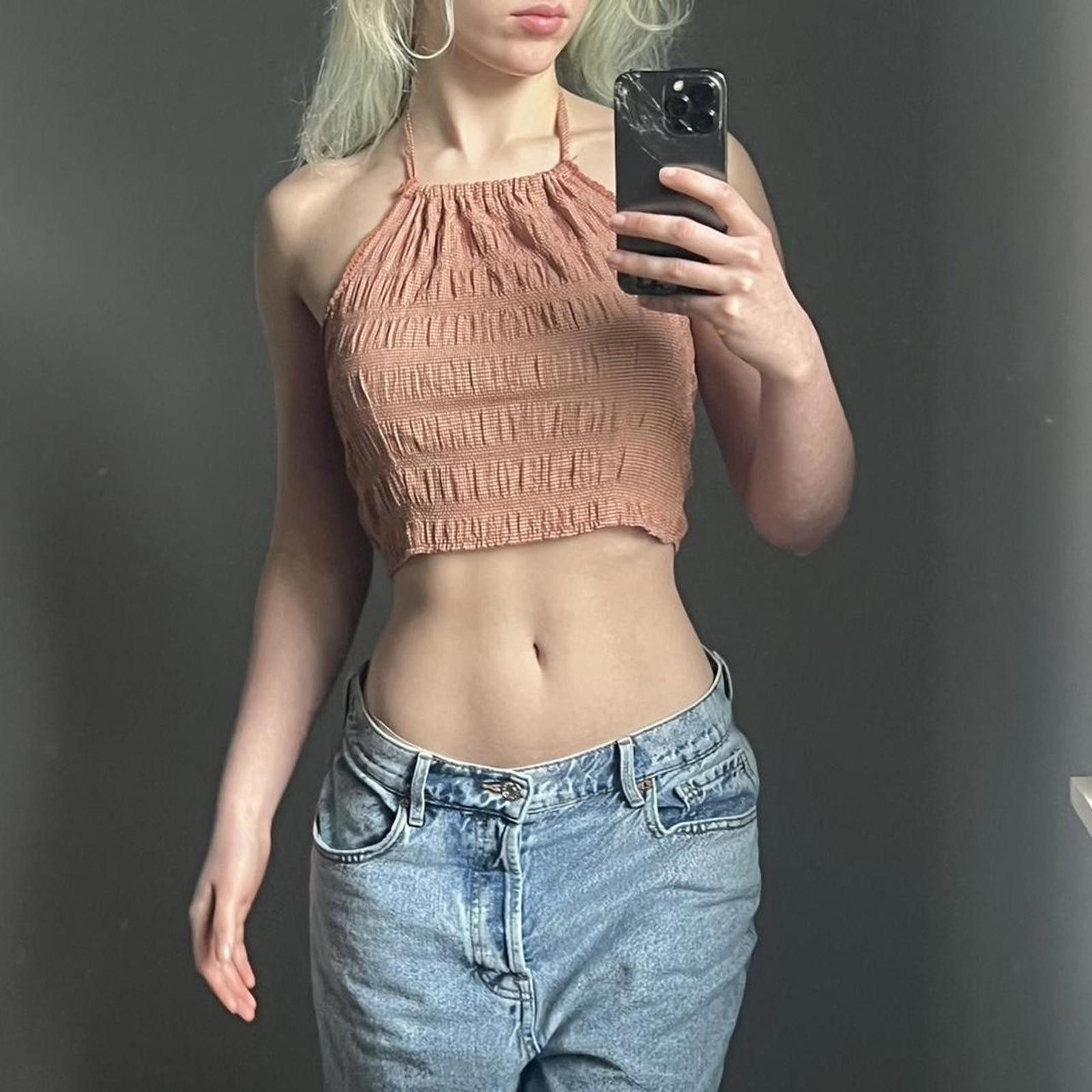 Other orange and white checkered halter neck crop top Size S / US 4 / IT 40 - 3 Thumbnail