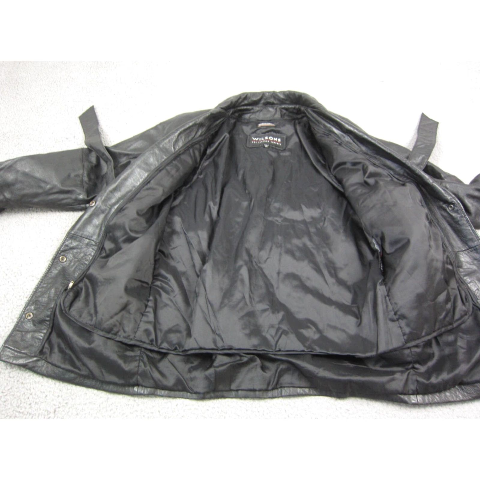 Vintage VINTAGE Wilson Leather Jacket Womens XS Black Belted Trench 90s Jacket Coats Leather Biker Style Pocket(s) Fall Spring Womens Size XS / US 0-2 / IT 36-38 - 7 Thumbnail