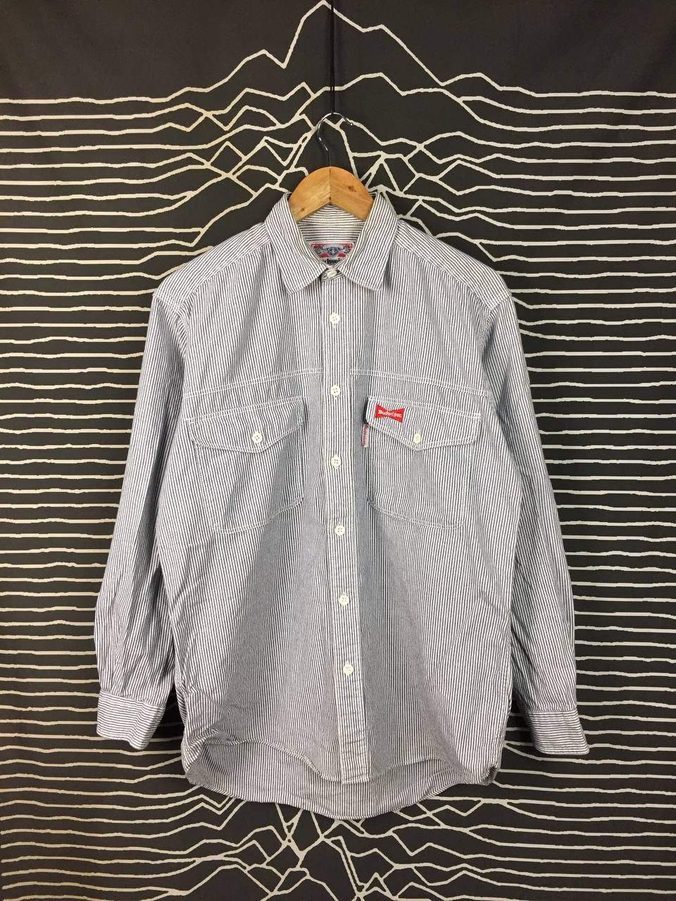 Budweiser Vtg Budweiser Hickory Stripe Workwear Button Up Shirt Size US L / EU 52-54 / 3 - 2 Thumbnail