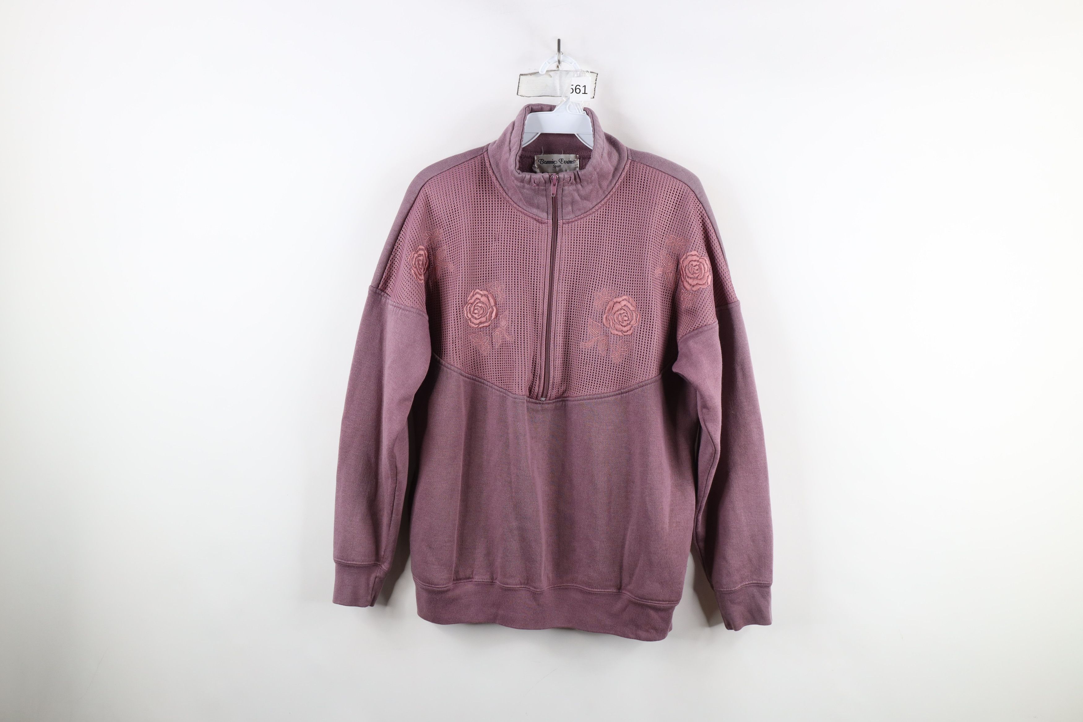 Vintage Vintage 90s Streetwear Flower Half Zip Pullover Sweatshirt Size S / US 4 / IT 40 - 1 Thumbnail