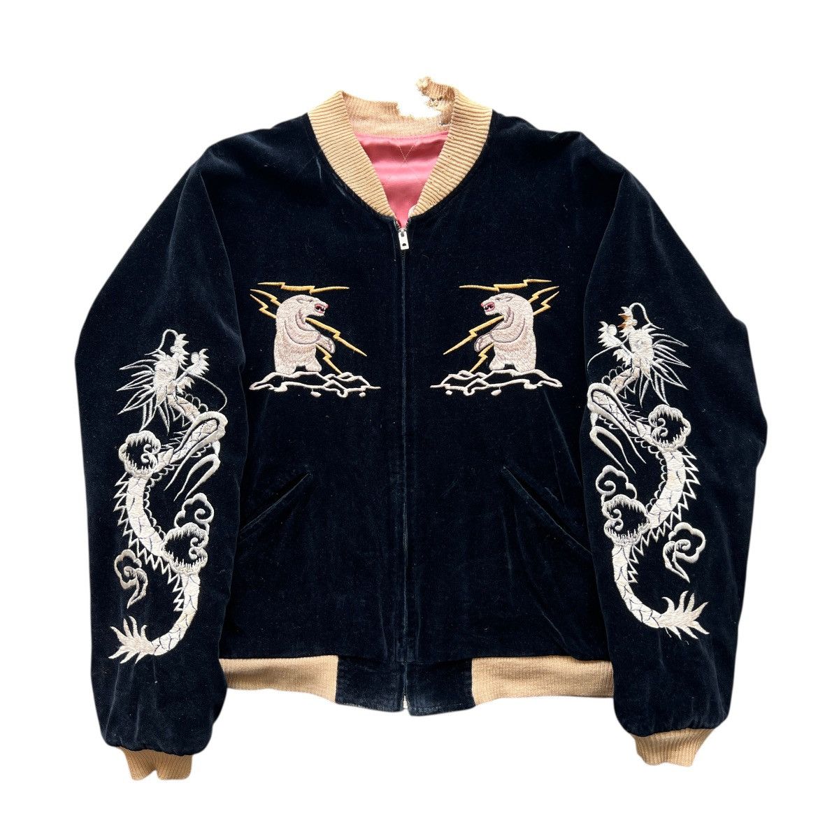 Tailor Toyo 🔥 RARE VINTAGE 50s STYLE ALASKA VELVET REVERSIBLE SUKAJAN Size US L / EU 52-54 / 3 - 7 Thumbnail