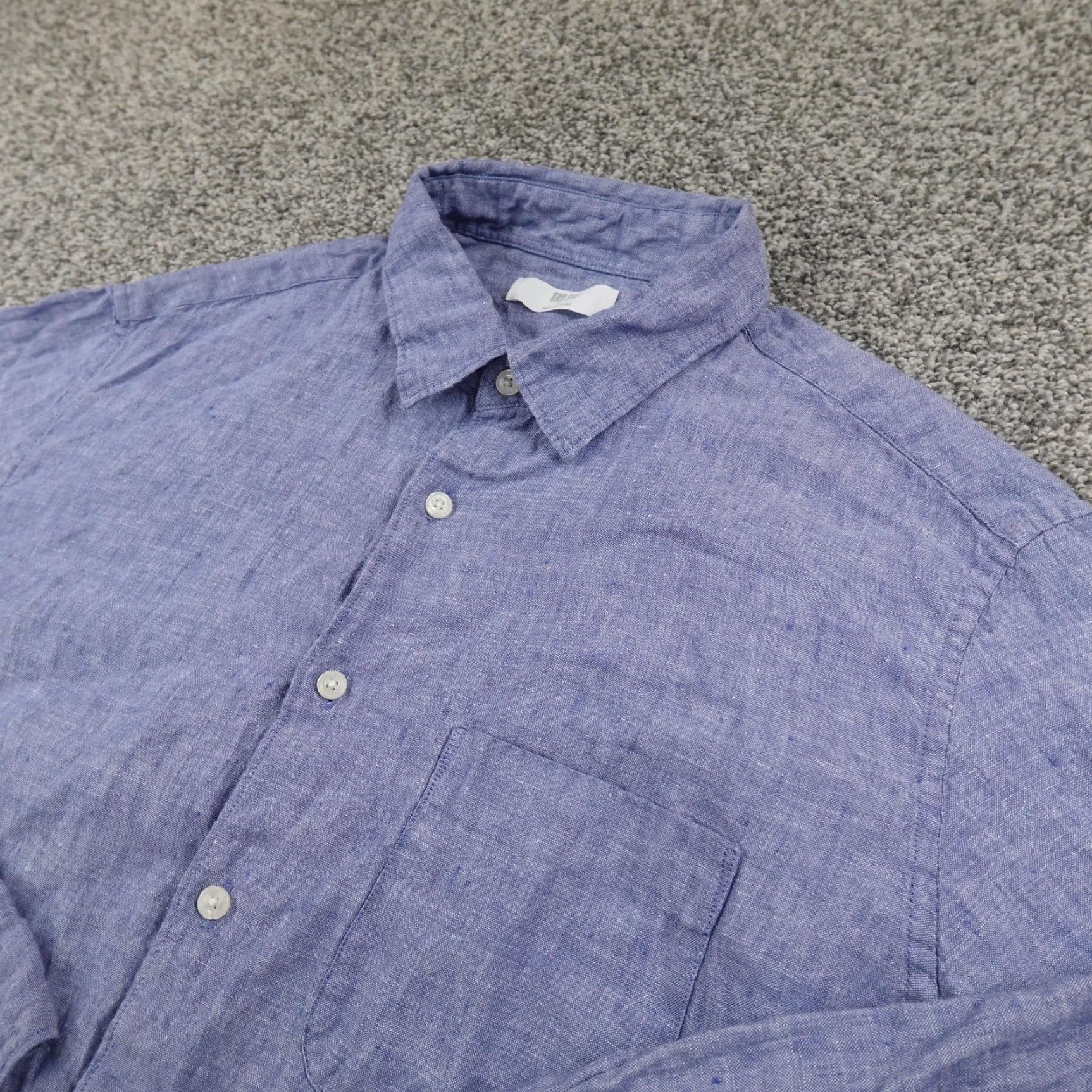 Uniqlo Uniqlo Shirt Mens XL Blue Linen Chambray Button Up Long Sleeve Casual Summer Top Size US XL / EU 56 / 4 - 2 Thumbnail