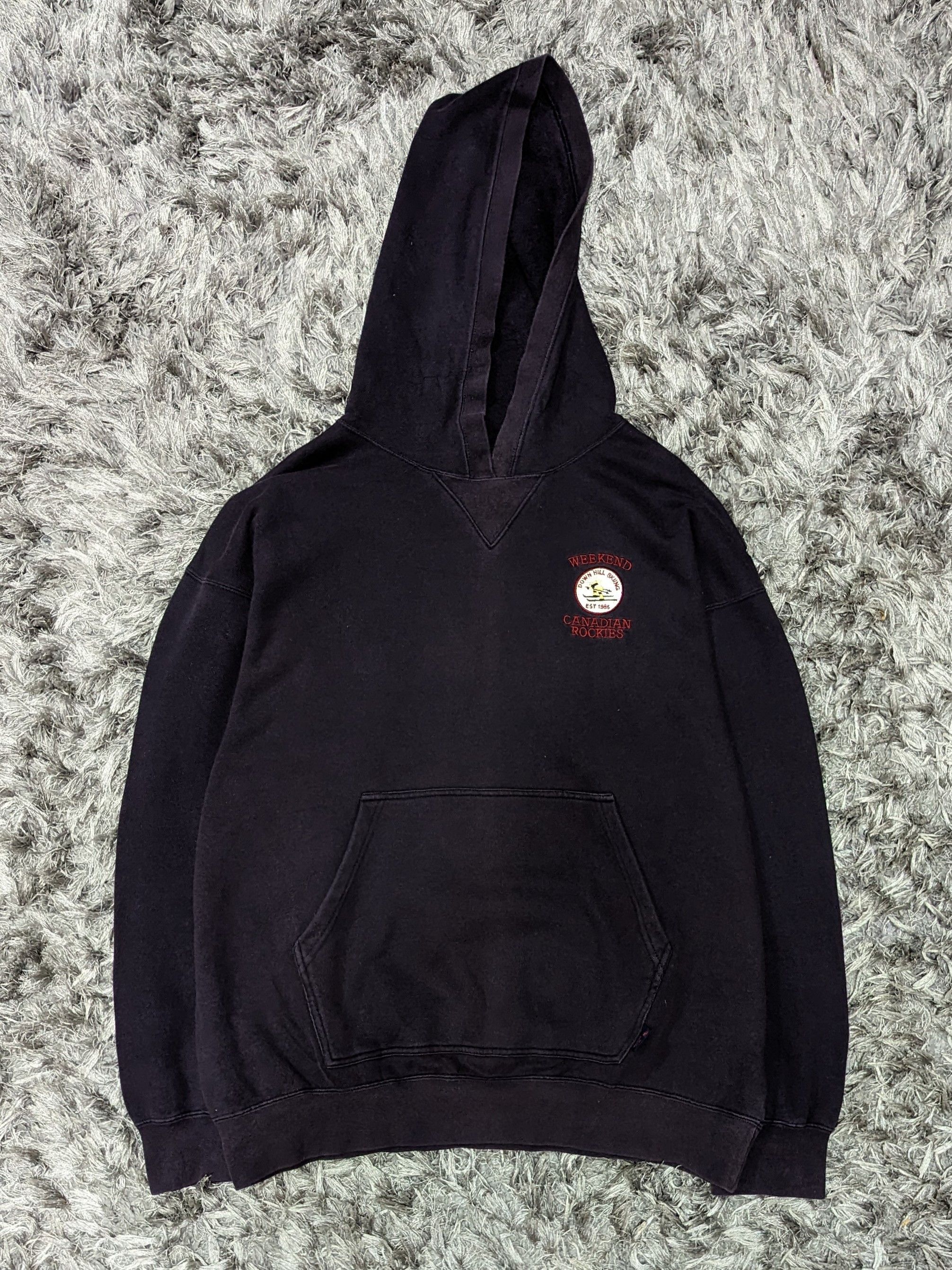 image of Canadian Sweater x Vintage Weekend Canadian Rockies Sweatshirt Pullover Sweater Hoodie in Navy (Siz