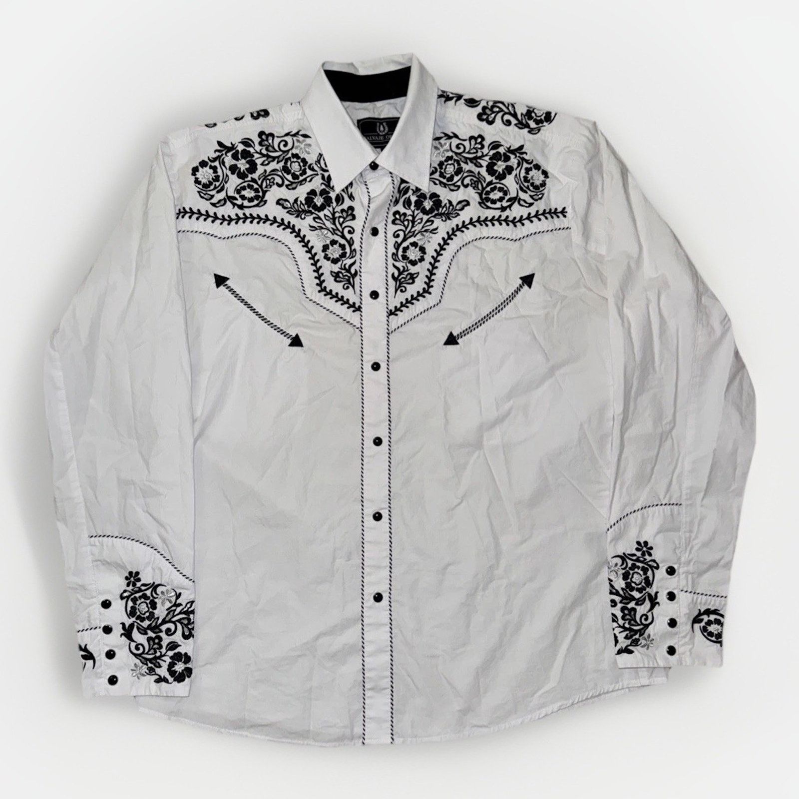 Vintage Salvaje Oeste Western Pearl Snap Shirt White L 22x28 Size US L / EU 52-54 / 3 - 1 Thumbnail