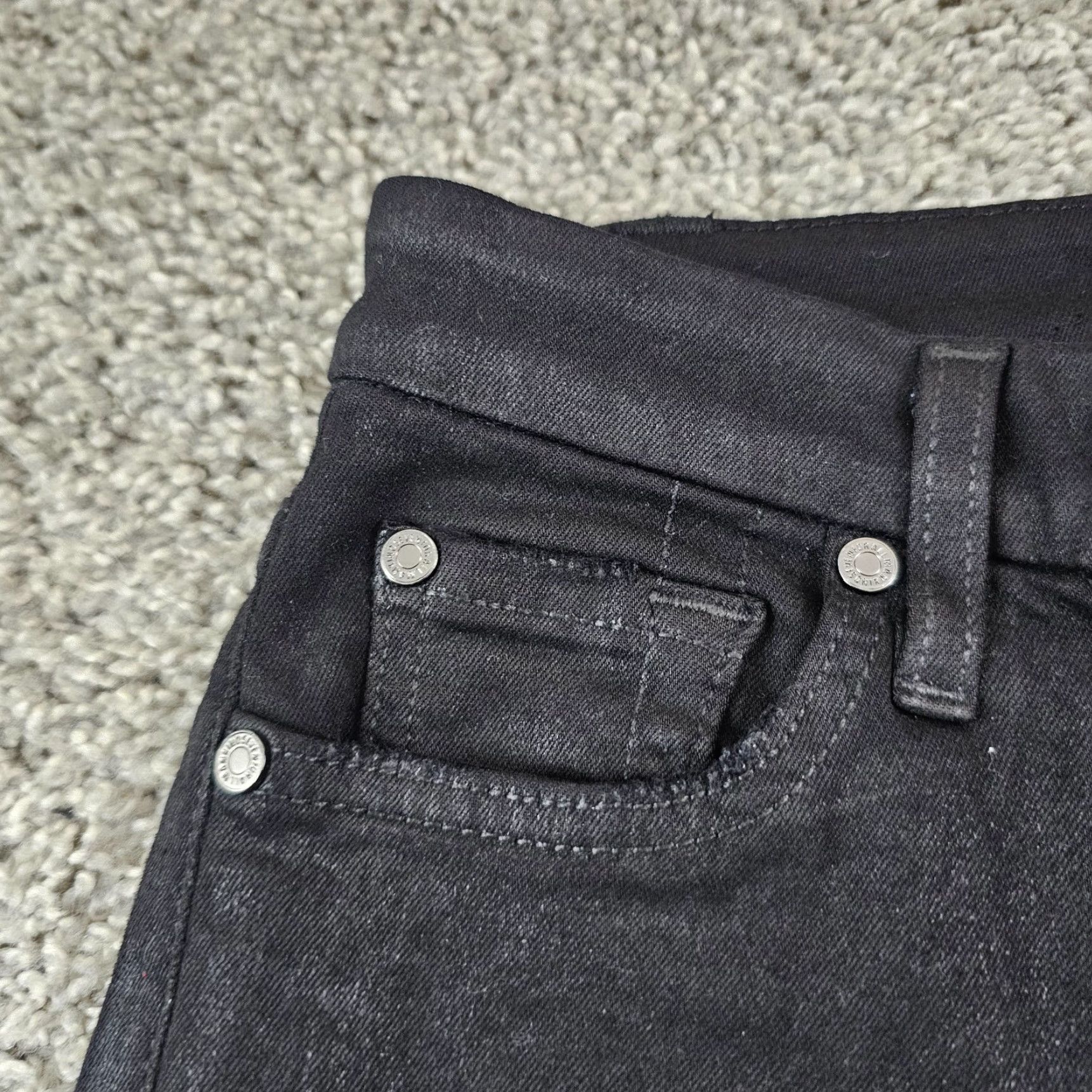 7 For All Mankind 7 For All Mankind Skinny Jeans Womens 25 Black Low Rise Distressed Stretch 25x28 Size 42" / US 20 - 3 Thumbnail