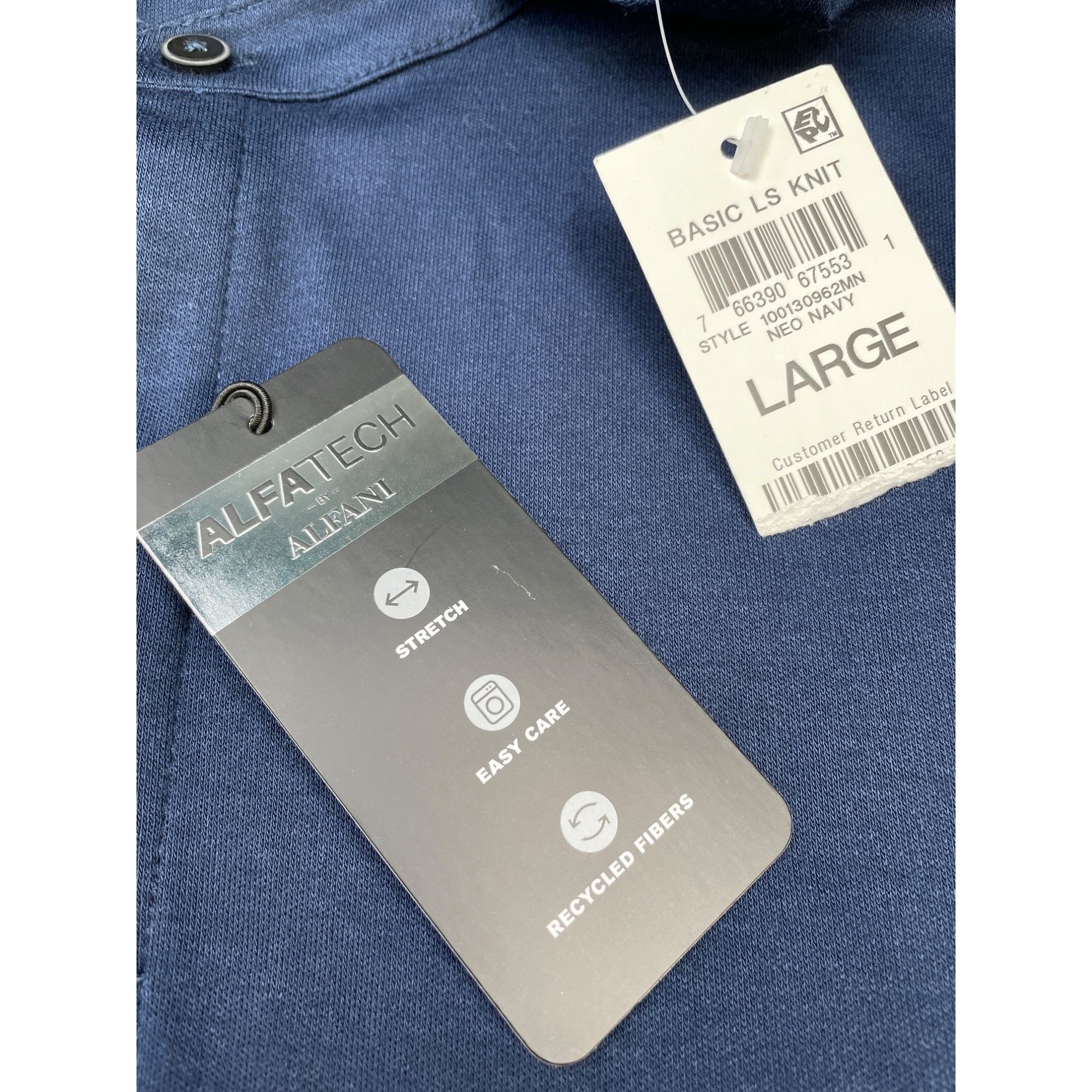 Alfani Alfani Mens Navy Blue Long Sleeve Basic Knit Shirt SIze L SK Size US L / EU 52-54 / 3 - 6 Thumbnail