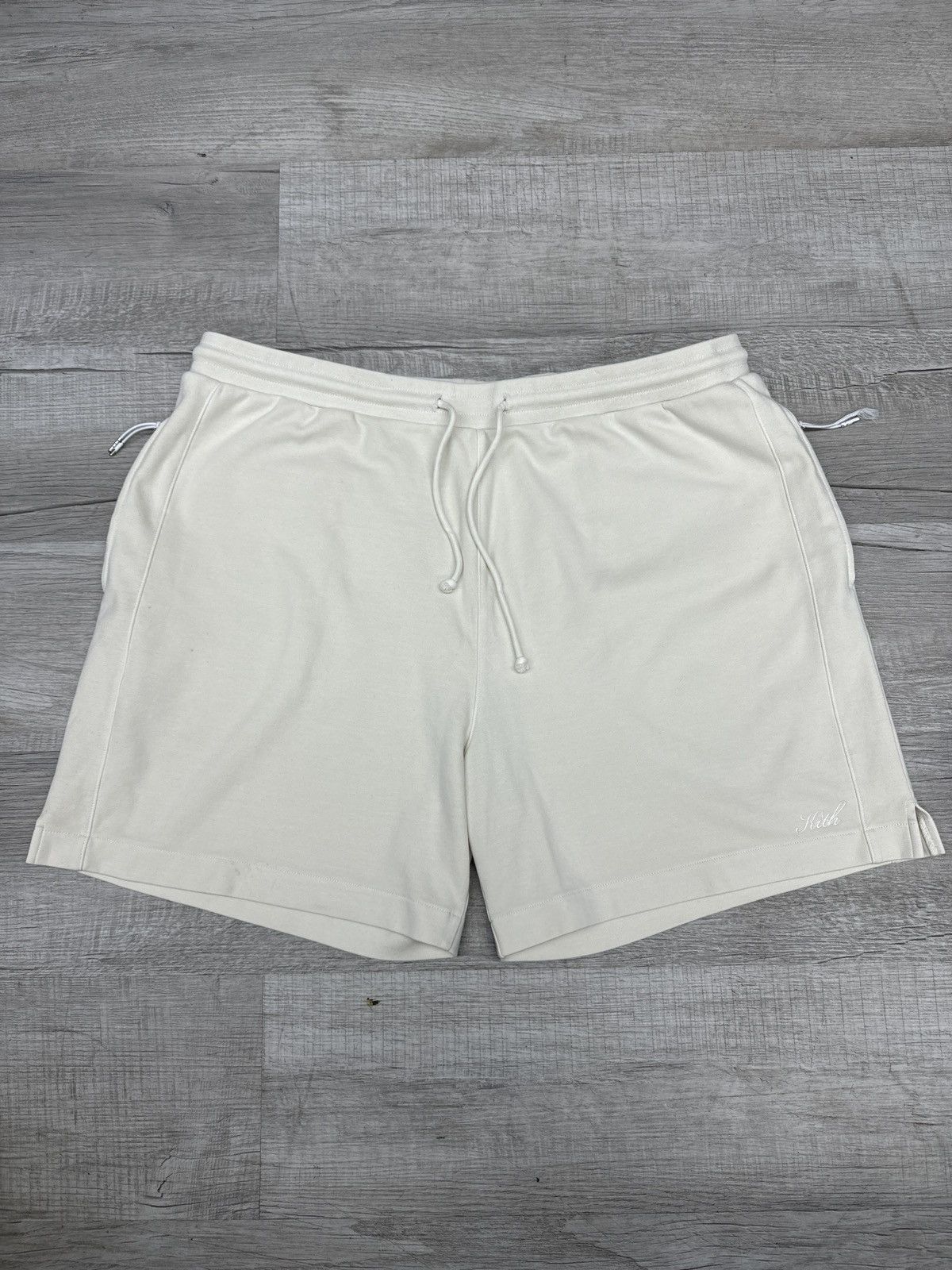 image of Kith Crystal Washed Active Shorts in Cream, Men's (Size 38)