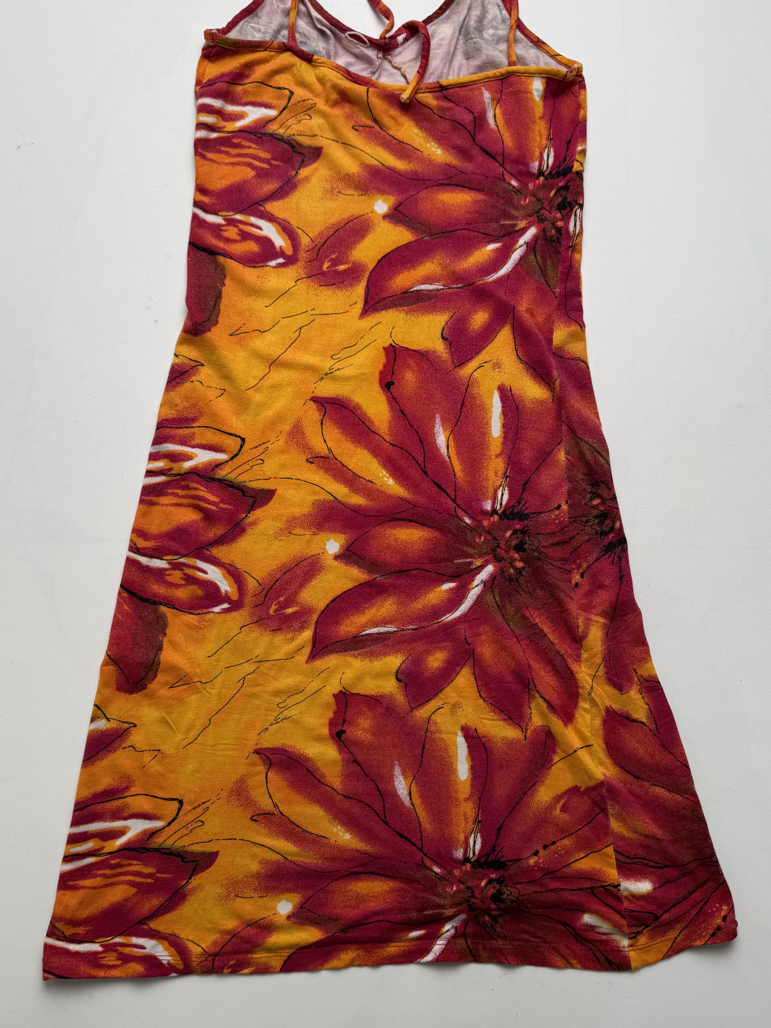 Vintage Vintage Floral Dress Orange Red Strappy Slip Mini SundressE Size XS / US 0-2 / IT 36-38 - 6 Thumbnail