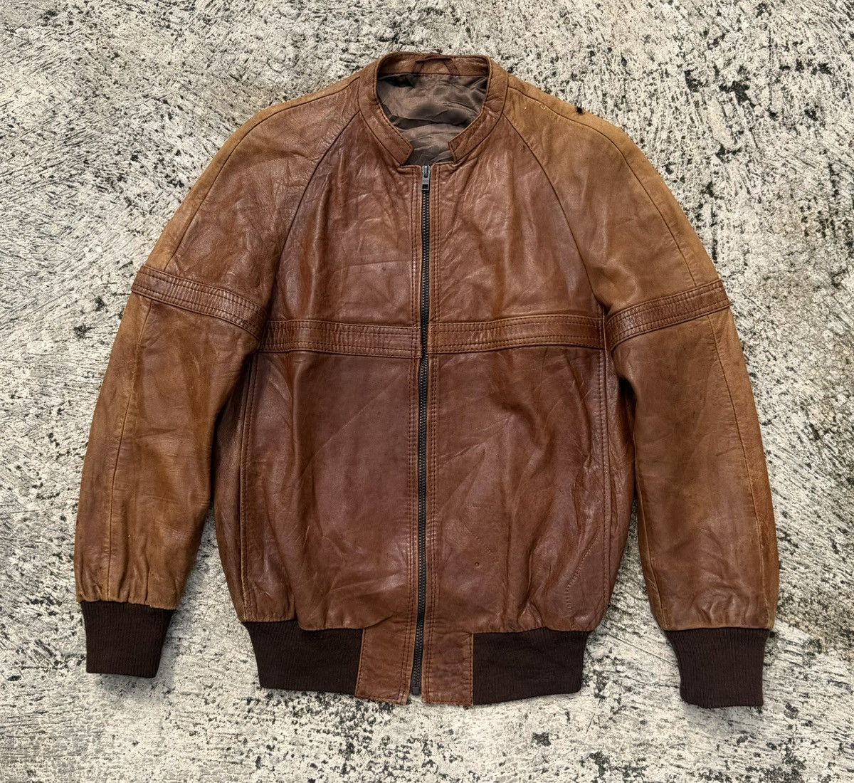 Vintage 🔥Vintage Real Leather Jacket Brown Distressed Bomber Rare Size US M / EU 48-50 / 2 - 4 Thumbnail