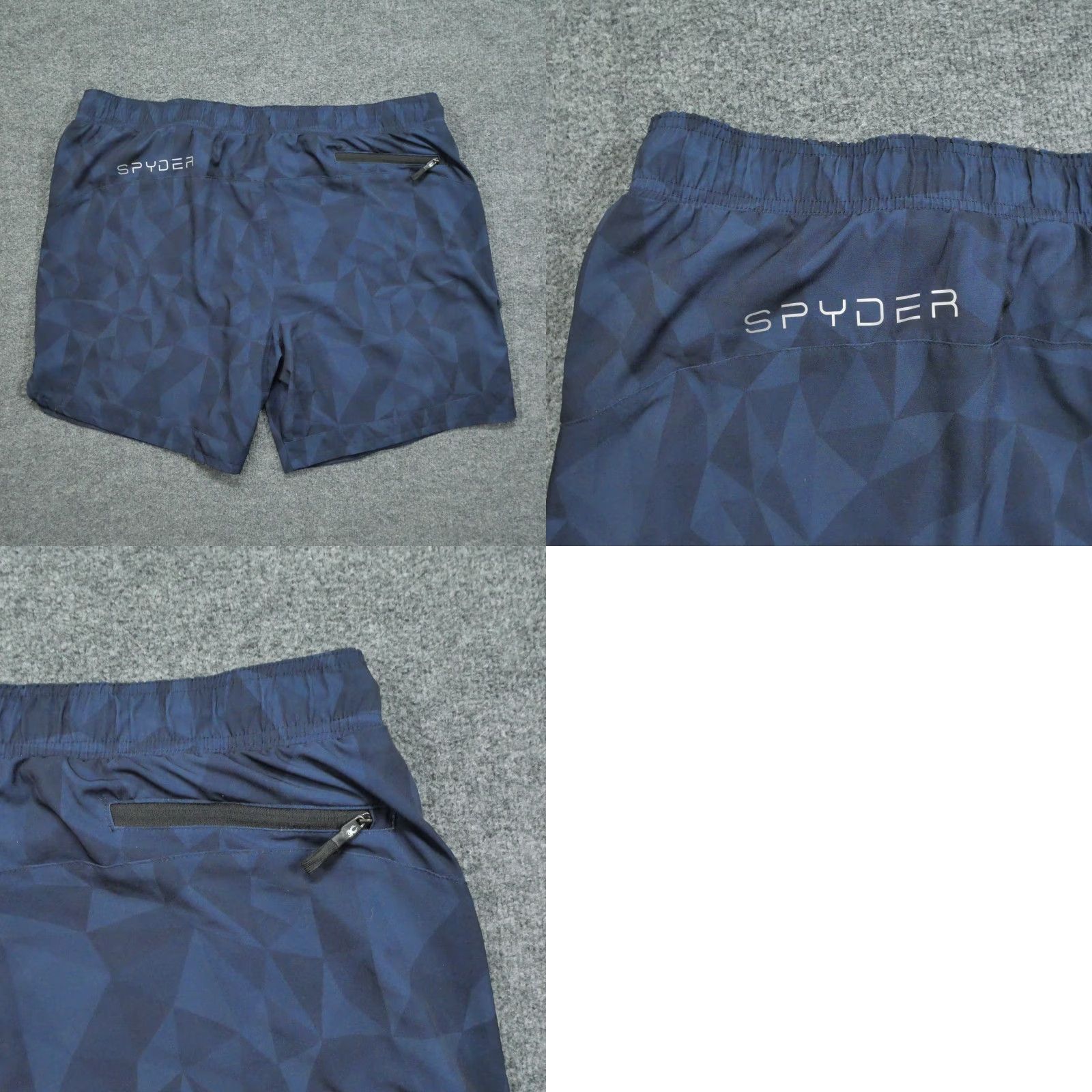 Spyder Spyder Swim Trunks Mens 2XL Blue Geometric Lined Bottom Trunks Geometric Surfing Shorts Mens Size US 39 - 9 Thumbnail