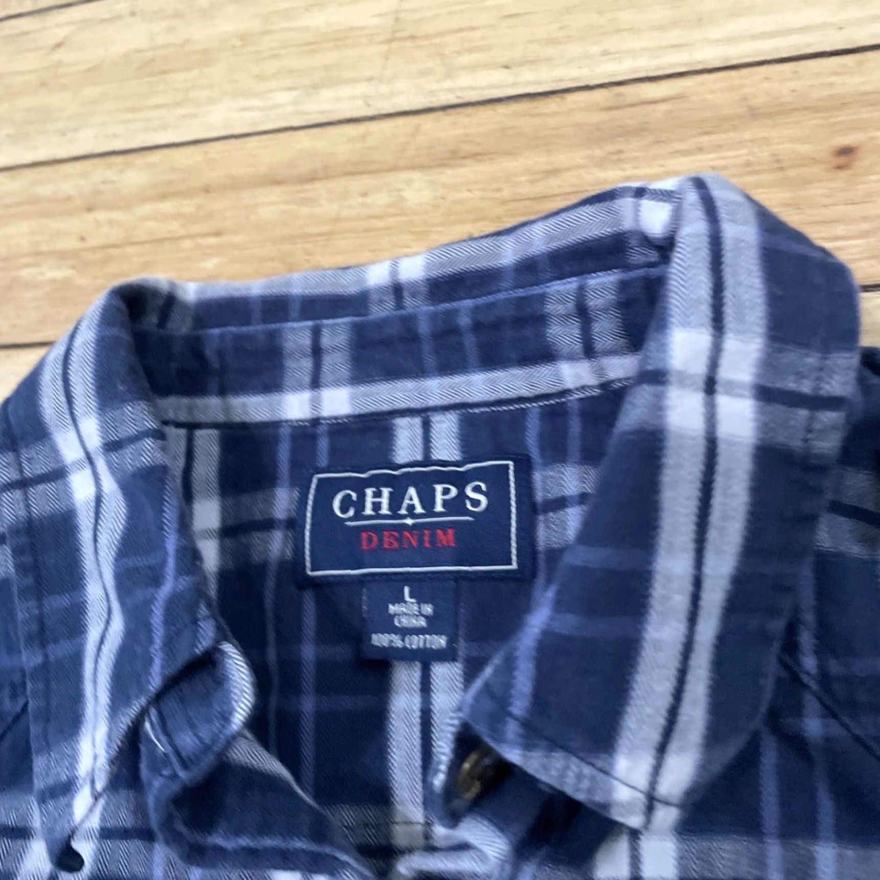 Chaps CHAPS Denim Cotton Shirt Women L Blue Plaid Button-Up Long Sleeve Western Size L / US 10 / IT 46 - 4 Thumbnail
