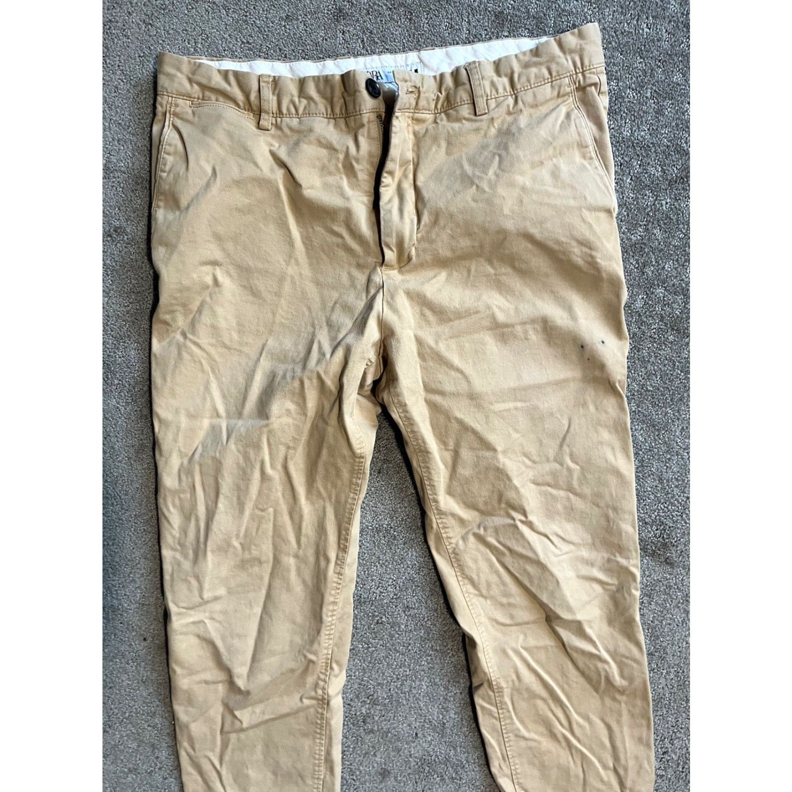 Zara VISA Man Chino Pants Size 34 Regular Fit Cotton Blend Beige Khakis Business Casual Classic Size US 34 / EU 50 - 2 Thumbnail