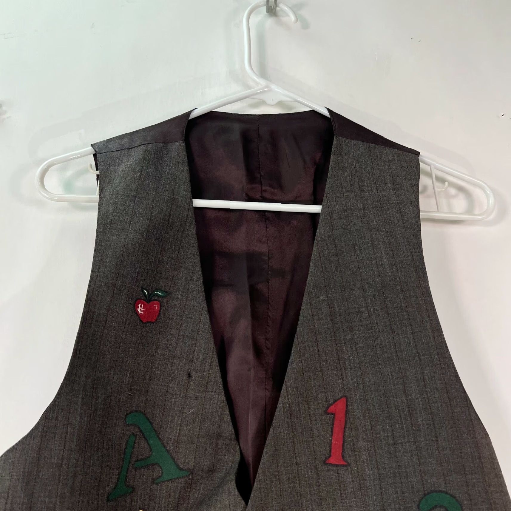 Vintage V Neck Womens Teachers Themed Five Button Casual Gray Vest Jacket Size M Vest Gray Graphic Casual Five Button V Neck Womens Size M Jacket Fashion? Size M / US 6-8 / IT 42-44 - 3 Thumbnail