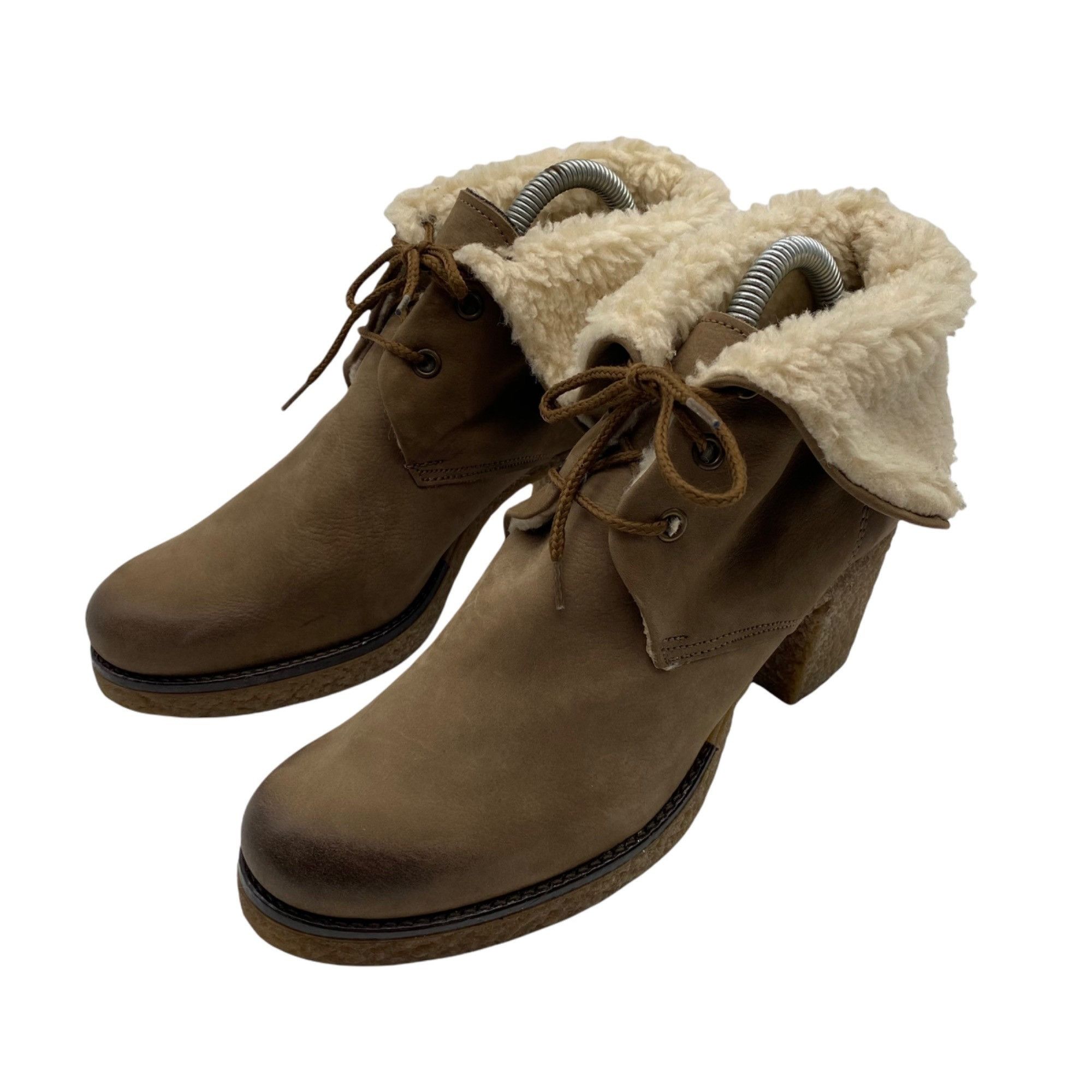 Other Maria Tan Suede leather Sherpa Lined Fold over ankle Bootie Size US 8 / IT 38 - 13 Thumbnail