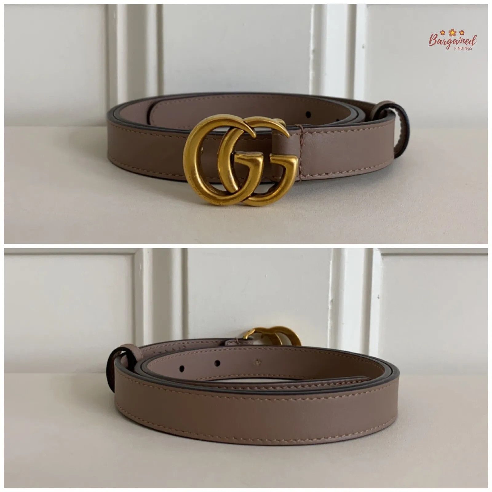 Gucci Gucci Porcelain Rose Calfskin Leather Double G Buckle Belt Size 30 - 10 Thumbnail