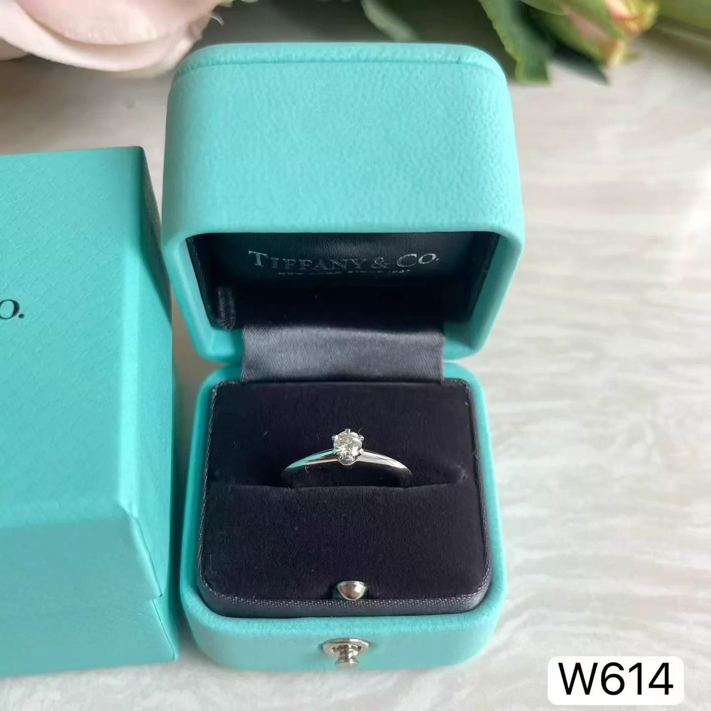 Tiffany & Co. Tiffany 6-Claw 0.21ct Pt950 Diamond Ring 49 W614 Disc Size ONE SIZE - 4 Thumbnail