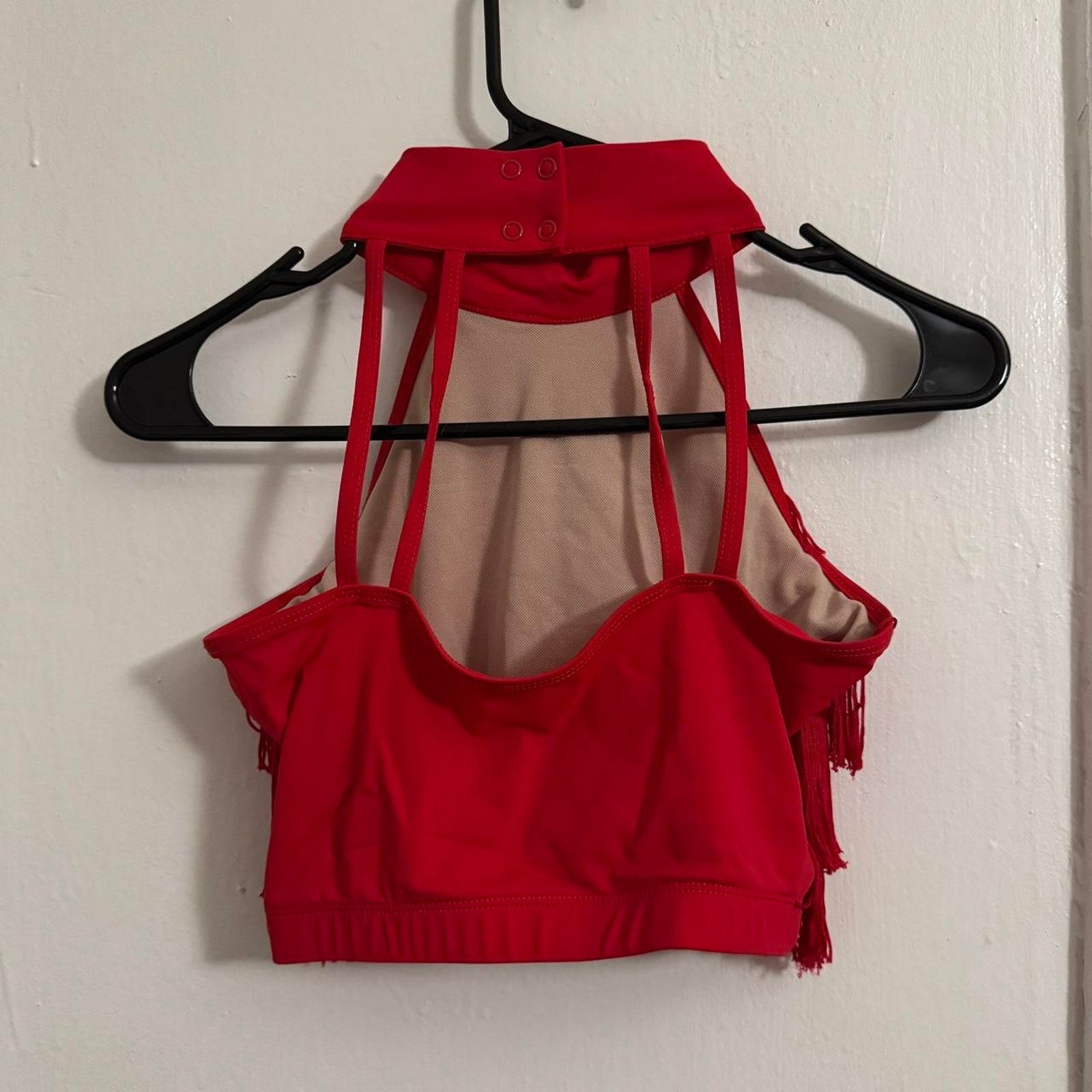 Other Red Fringe Mock Neck Halter Crop Top Valentine’s Day Size S / US 4 / IT 40 - 3 Thumbnail