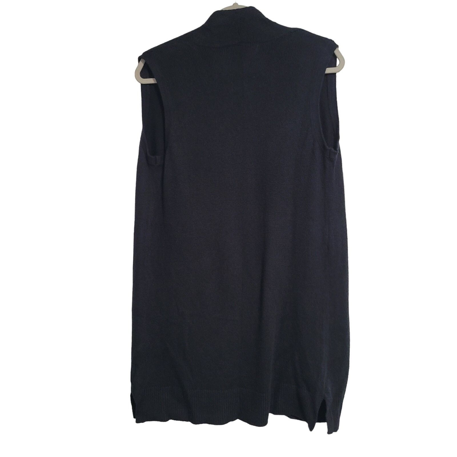 Designer NWT Karen Scott Black Duster Vest Cardigan Pockets Small Size S / US 4 / IT 40 - 3 Thumbnail