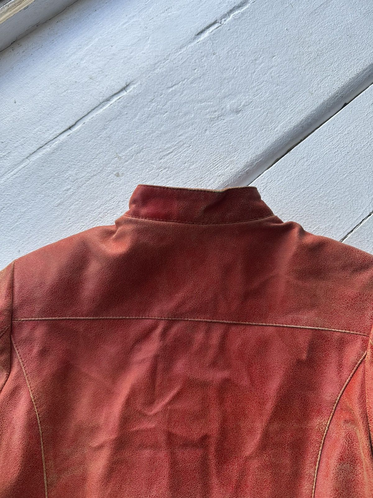 Other 🚨Y2K RICK OWENS TYPE DIRTY SLIM FIT ZIP LEATHER JACKET Size XS / US 0-2 / IT 36-38 - 16 Thumbnail