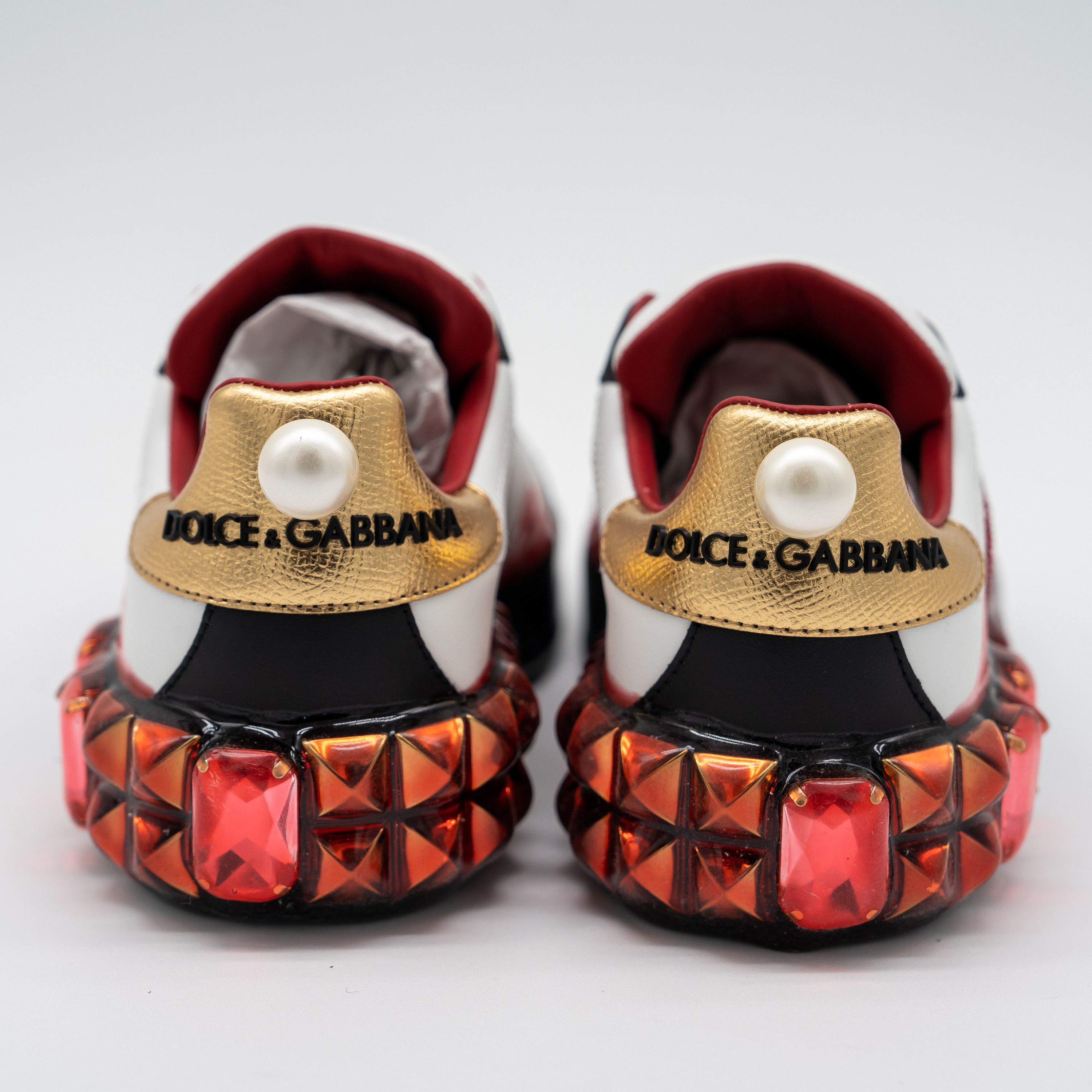 Dolce & Gabbana Dolce & Gabbana Portofino Heart Sneakers Crystals Red Melt Size US 6.5 / IT 36.5 - 5 Thumbnail