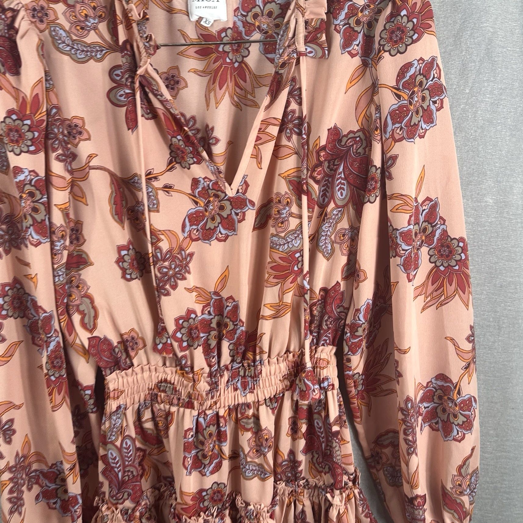 MISA Los Angeles MISA Los Angeles Mini Dress Women XS Floral Ruffle Bohemian V-Neck Short Sleeve Pullover 100% Polyester Red Dress Size XS / US 0-2 / IT 36-38 - 4 Thumbnail