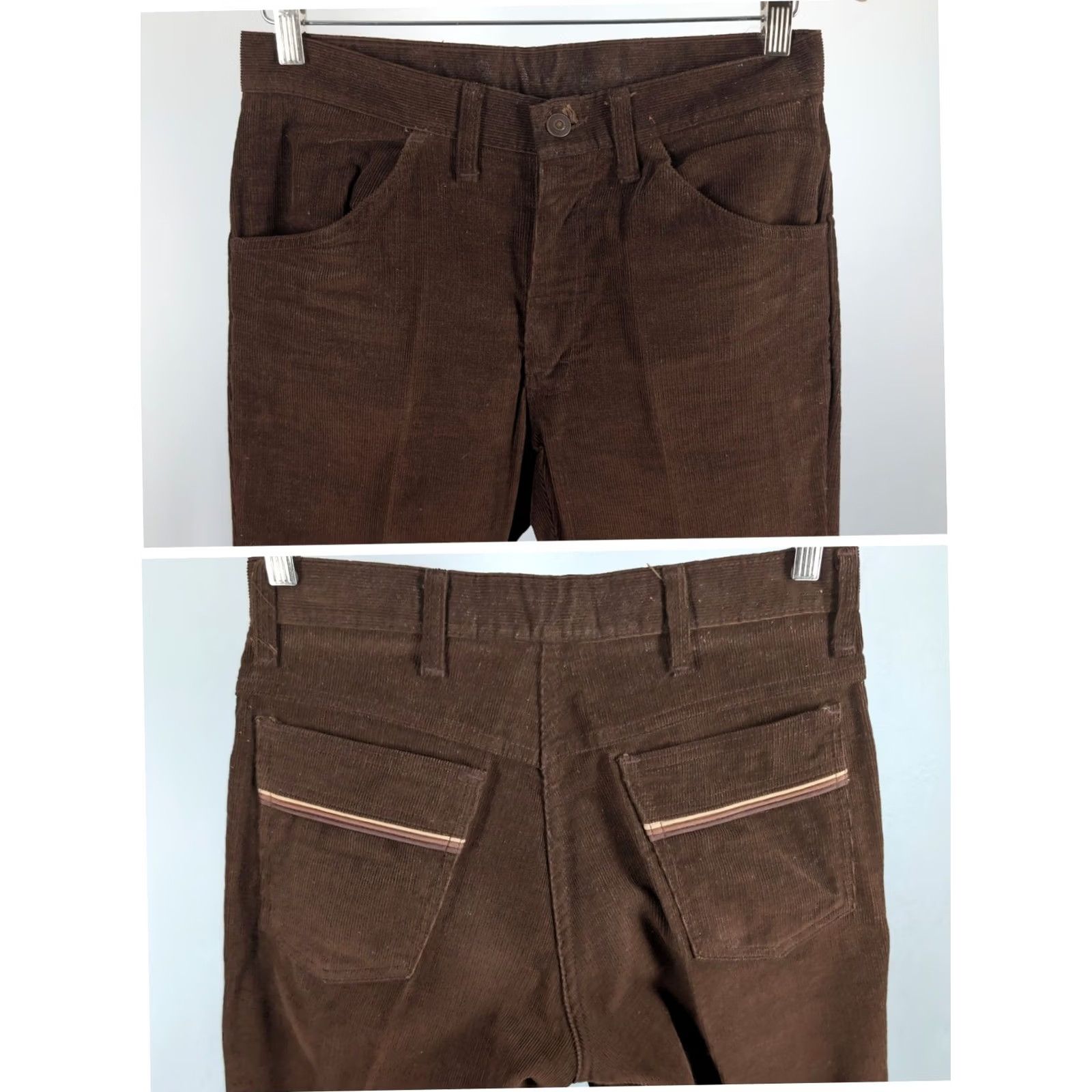 Vintage Vintage 70s Brown Corduroy Pants Talon Zipper Striped Back Pocket USA 30x31 Size US 30 / EU 46 - 4 Thumbnail