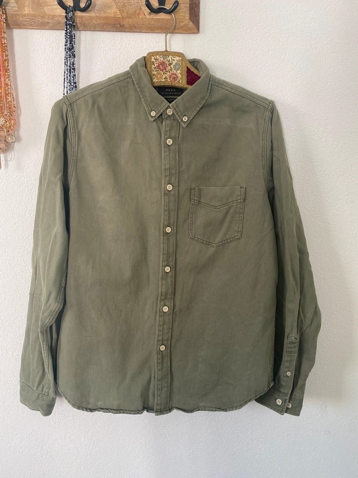Other ZARA slim fit denim shirt khaki size S ba25 Size US S / EU 44-46 / 1 - 1 Thumbnail