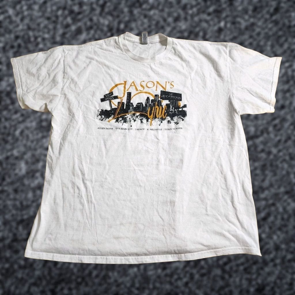 Gildan Mens Gildan T-Shirt 2XL White Short Sleeve Crew Neck Double Sided 90s Jason's Lyric Live! Tour Mens Size US XXL / EU 58 / 5 - 1 Thumbnail