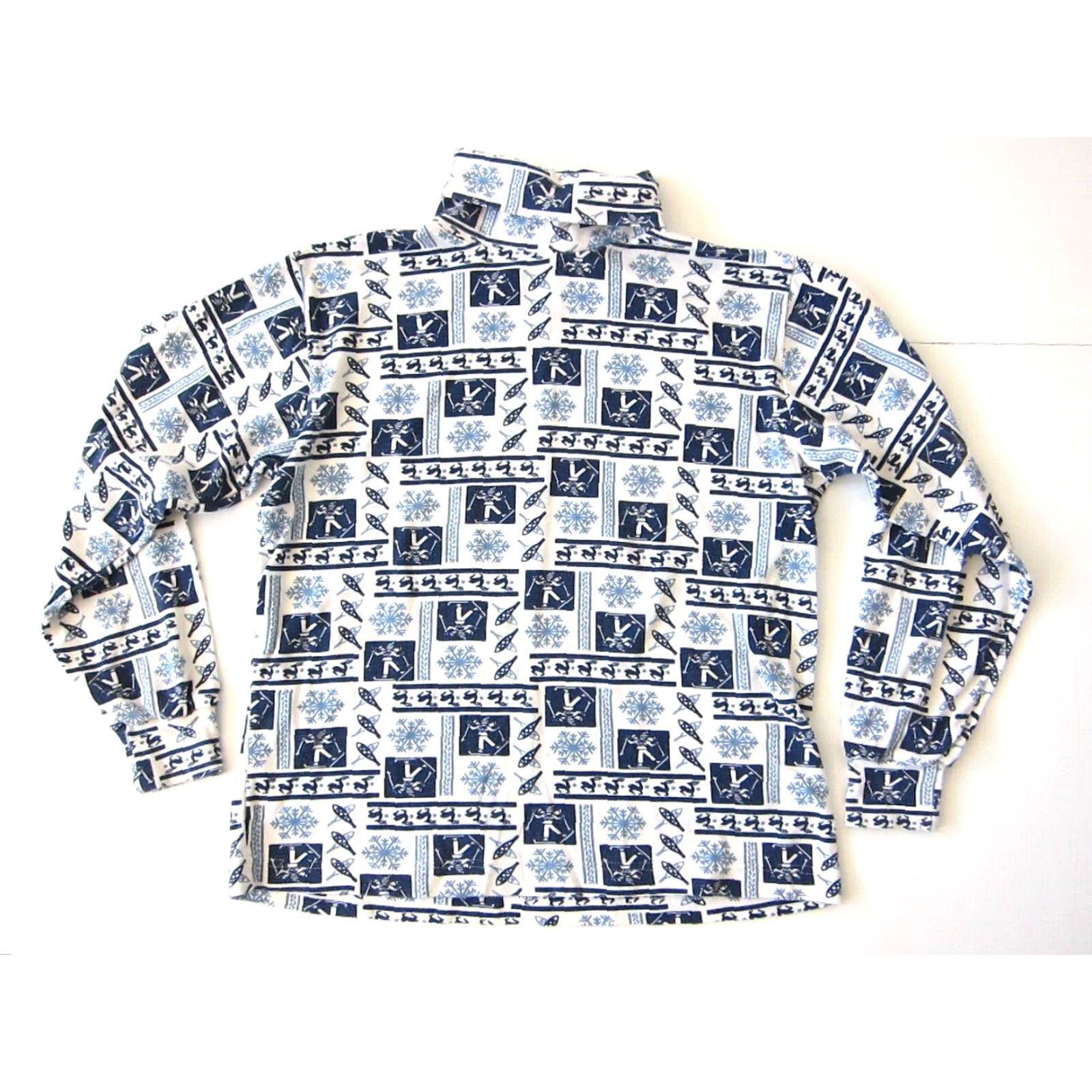 Vintage VINTAGE Jason Maxwell Blue White Ski Deer Snow Long Sleeve Turtle Neck Shirt S-M Women Size S / US 4 / IT 40 - 2 Thumbnail