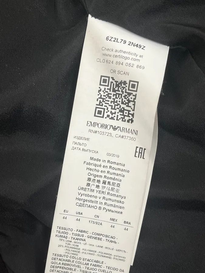 Emporio Armani AW2019 Emporio Armani Black Wool Faux Fur Collar Buttoned Coat Size XS / US 0-2 / IT 36-38 - 10 Thumbnail