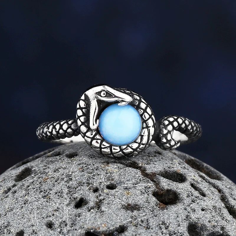 Japanese Brand × Jewelry × Vintage Stainless Steel Snake With Stone Ring Size ONE SIZE - 1 Thumbnail