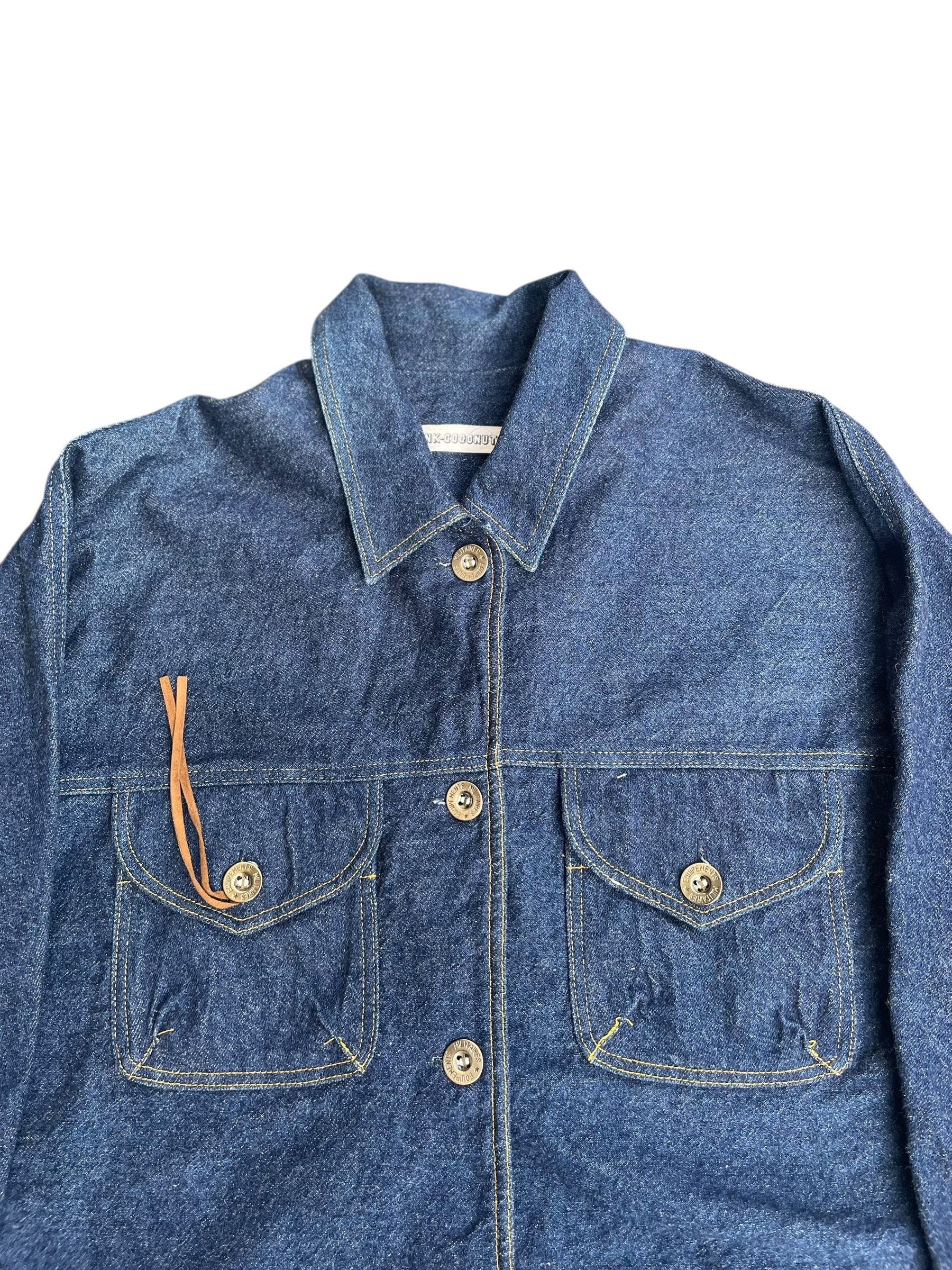 Japanese Brand Pink Coconut Crop Top Denim Jacket Size L / US 10 / IT 46 - 3 Thumbnail