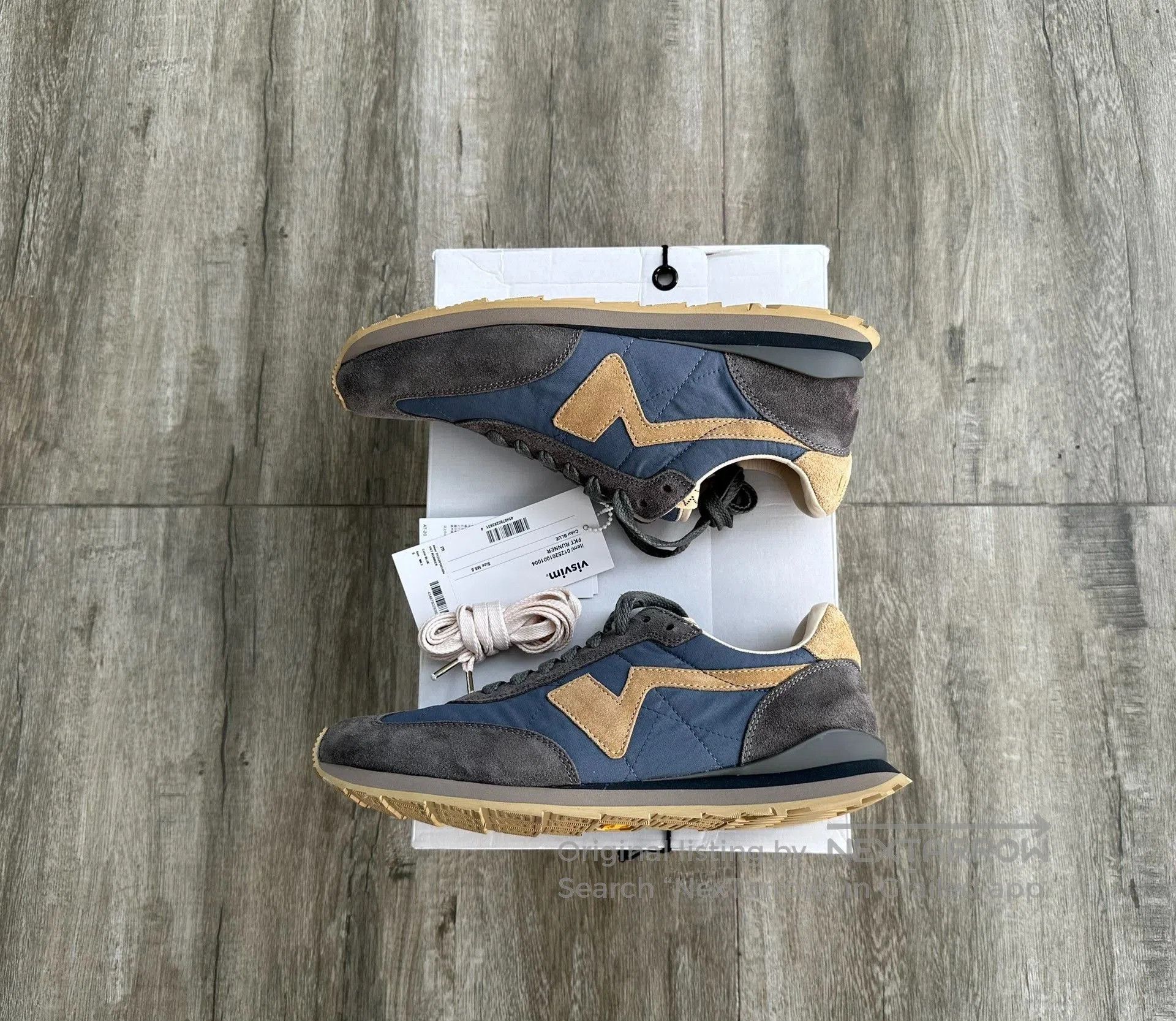 visvim fkt runner blue italian leather sneakers.