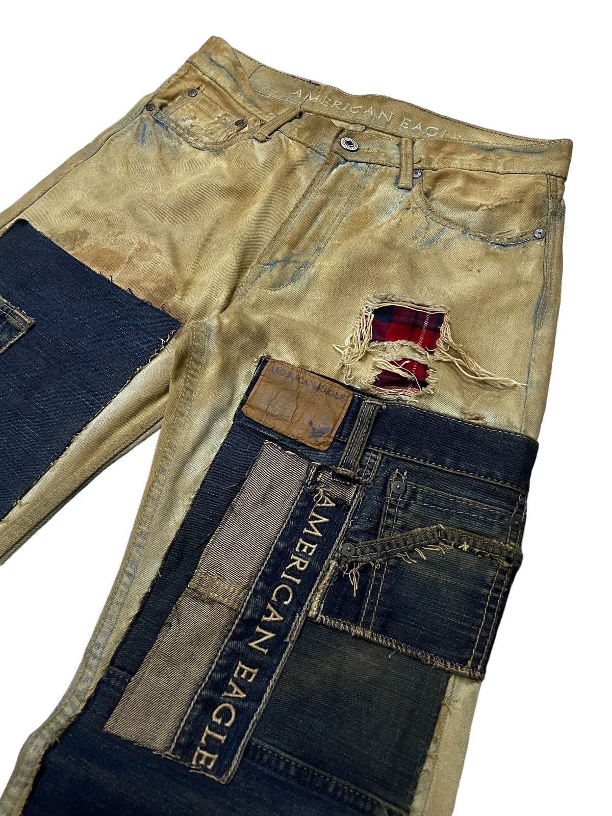 Hysteric Glamour × Japanese Brand American Eagle Patch work Mud Wash Dirty Loose Jeans Size US 30 / EU 46 - 7 Thumbnail