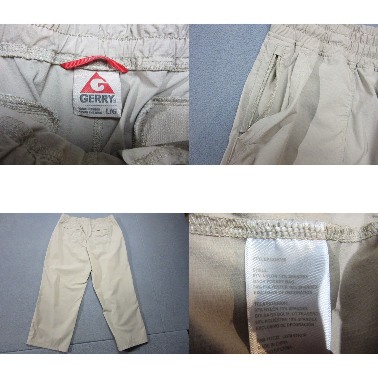 Vintage Gerry Pants Womens Large Beige Stretch Ripstop Hiking Capri High Rise Drawstring Mens? Womens Size 36" / US 14 / IT 50 - 8 Thumbnail