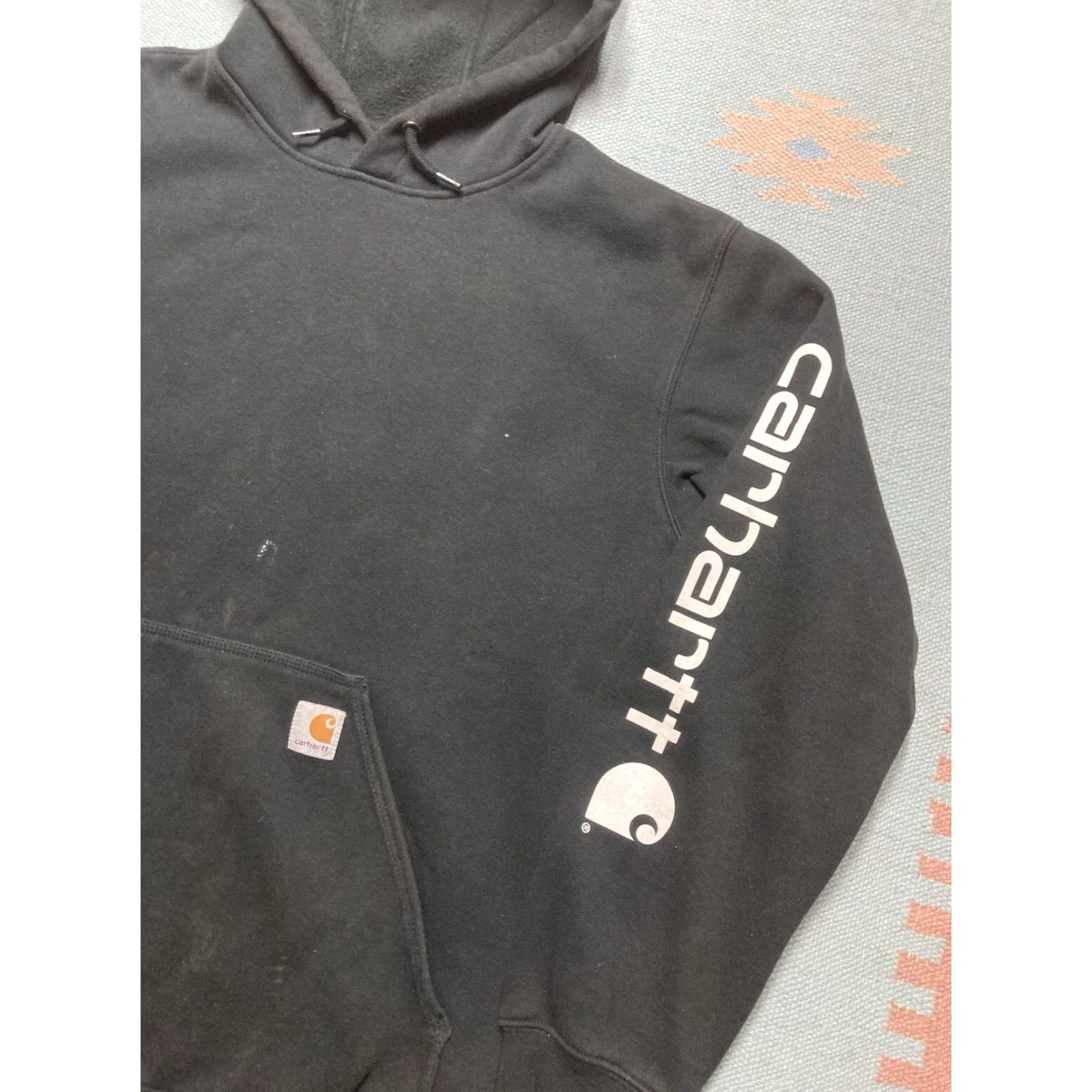Carhartt Carhartt Hoodie Sweatshirt K288 Black Distressed Faded Loose Fit Large Mens Size US L / EU 52-54 / 3 - 2 Thumbnail