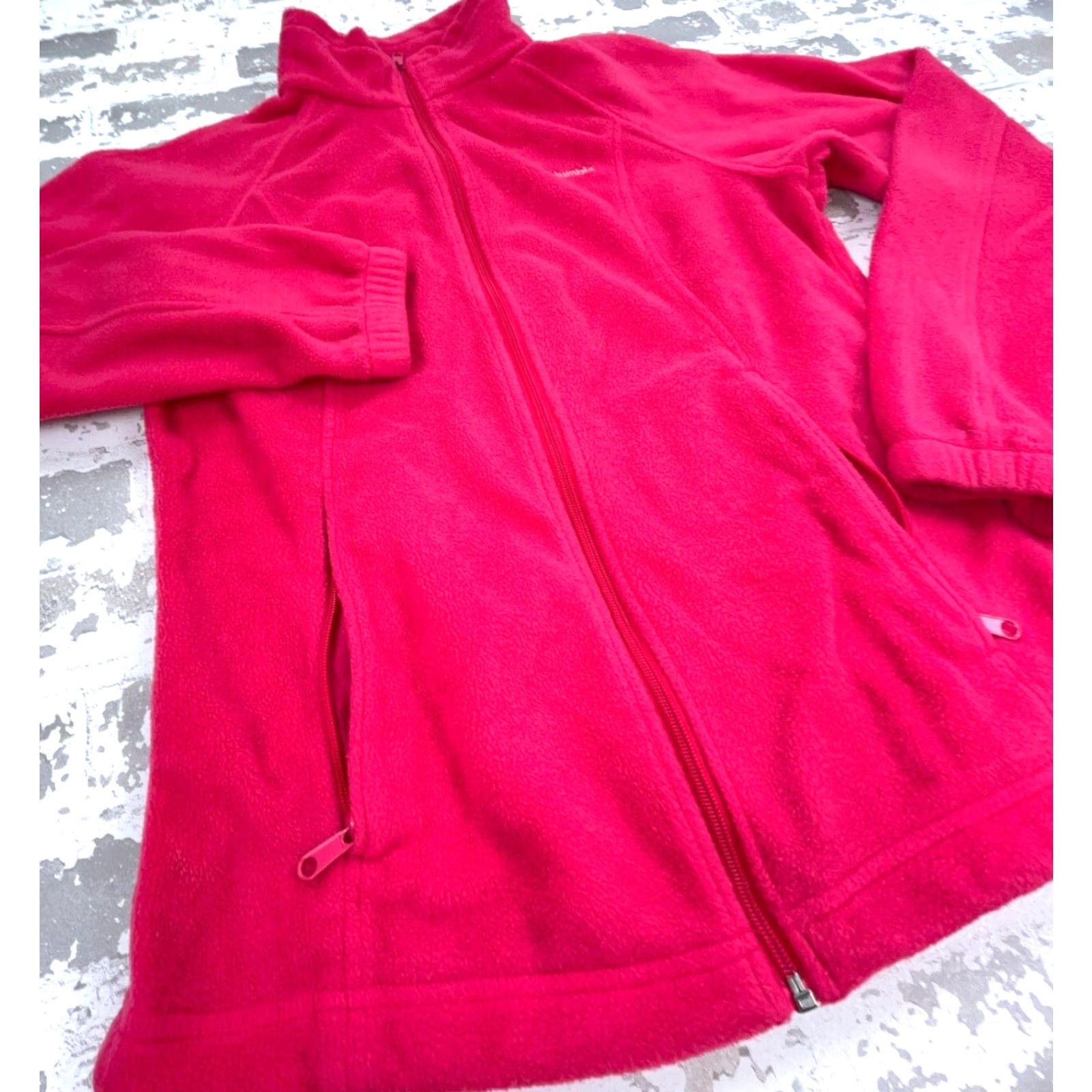 Pinko VINTAGE Columbia Jacket Women M Pink Fleece Full Zip Embroidered Logo Zipper Short Length All Seasons Size M / US 6-8 / IT 42-44 - 3 Thumbnail