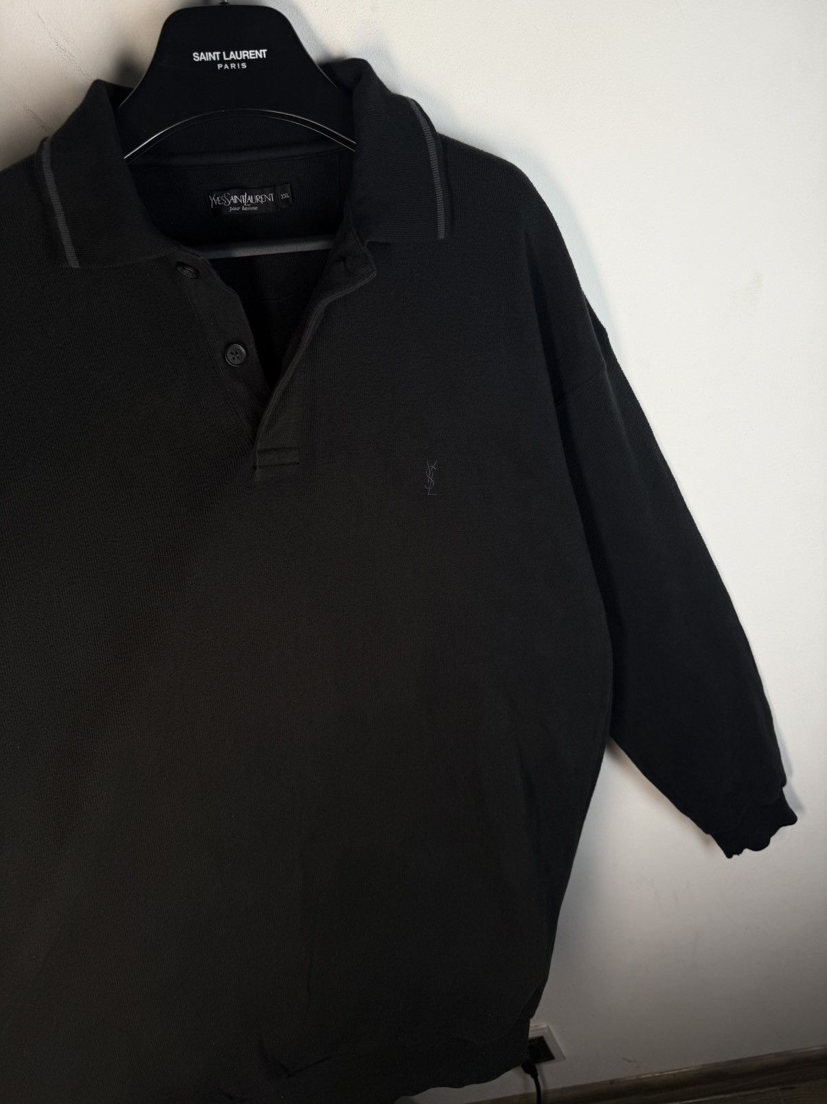 Yves Saint Laurent 90s YSL Sweatshirt 1/4 Black Vintage Quarter Zip Sweater Size US XXL / EU 58 / 5 - 15 Thumbnail