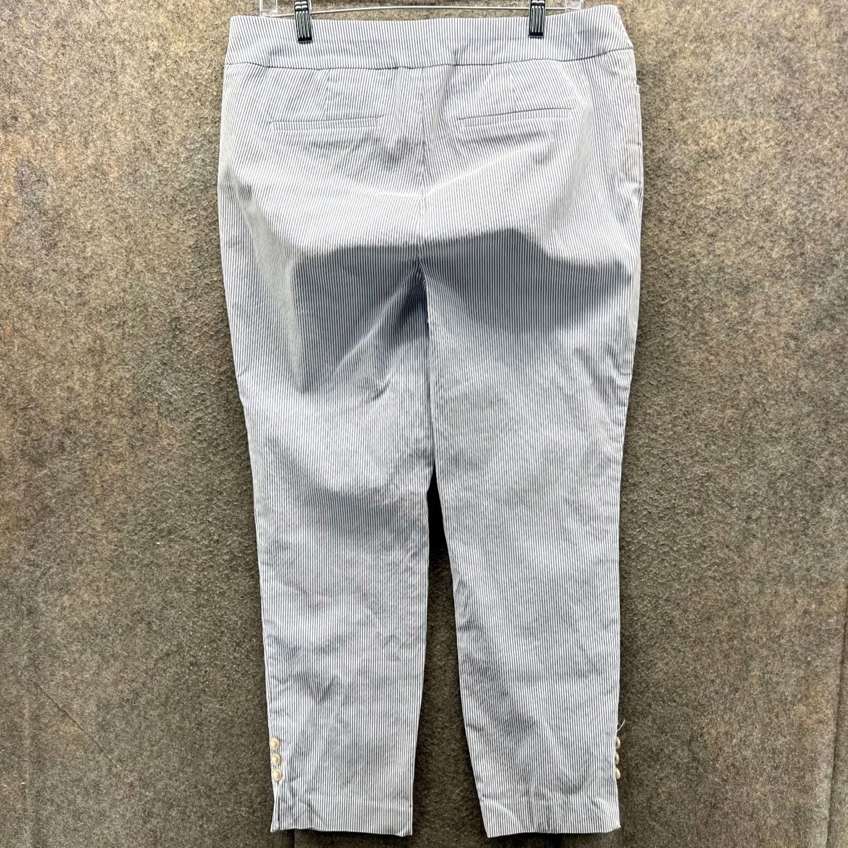 Vintage Chico's Dress Pants Womens 2R Flat Front Striped Nylon Blue White Preppy Casual Formal Pants Womens 2R Polo? Size 26" / US 2 / IT 38 - 2 Thumbnail
