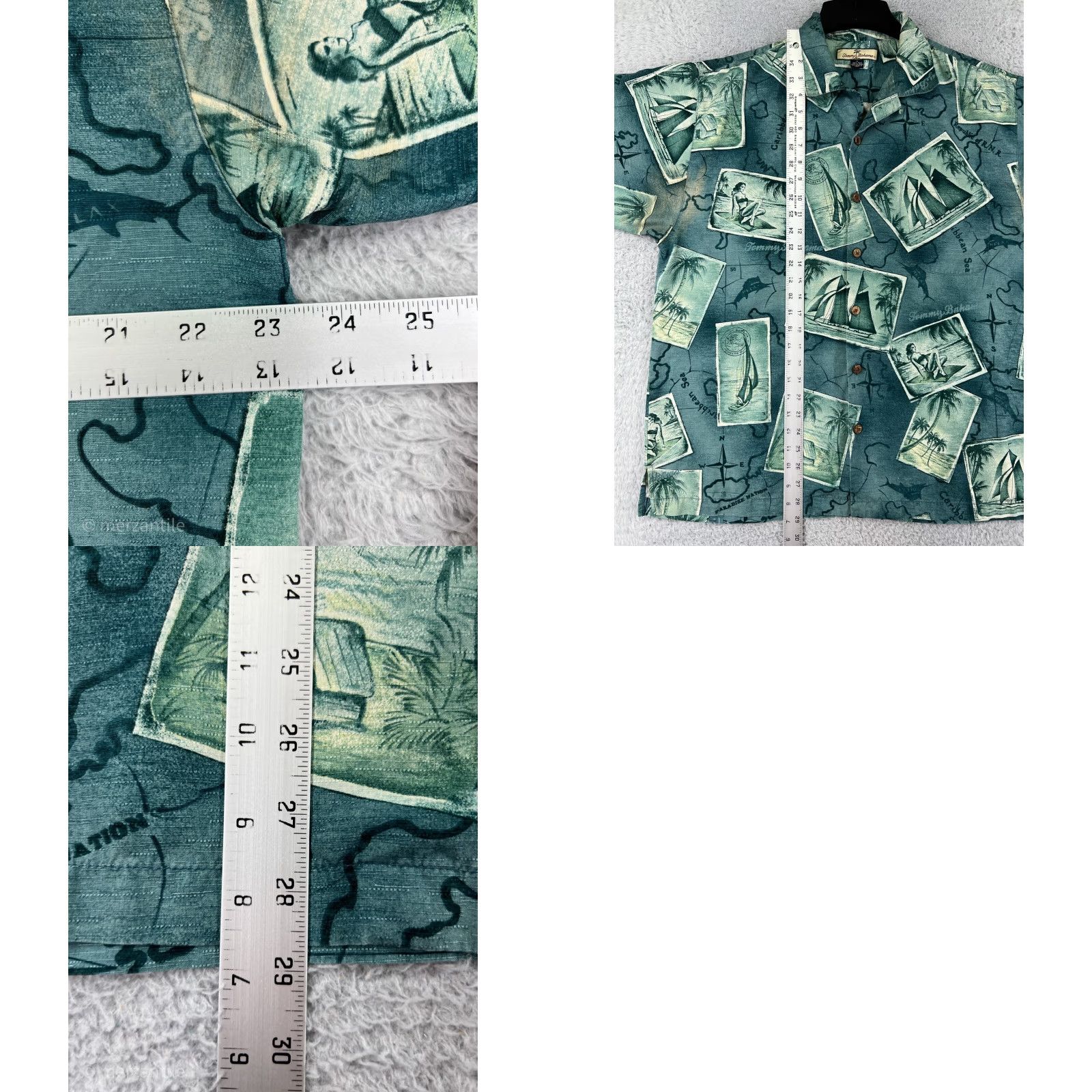 Tommy Bahama Tommy Bahama Shirt Mens Medium Green Postcard Print RELAX 100% Silk Hawaiian Size US M / EU 48-50 / 2 - 9 Thumbnail