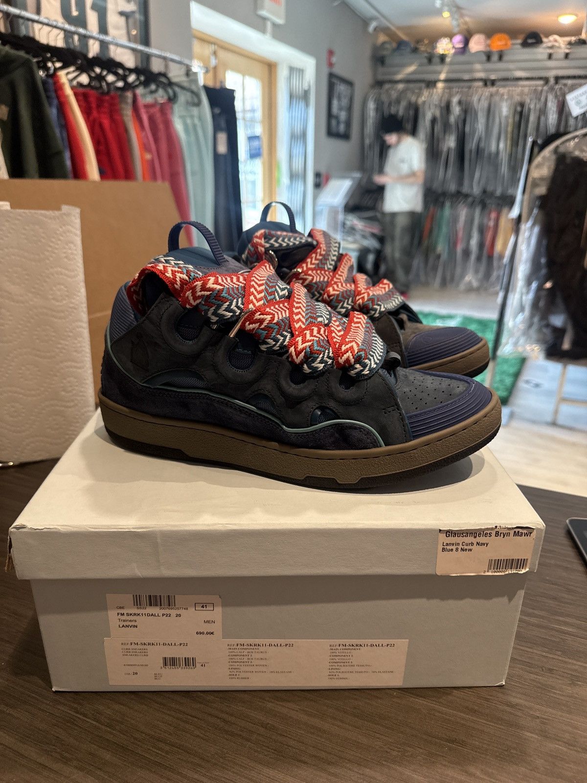 Lanvin Lanvin Curb Navy Blue Red Size US 8 / EU 41 - 1 Thumbnail